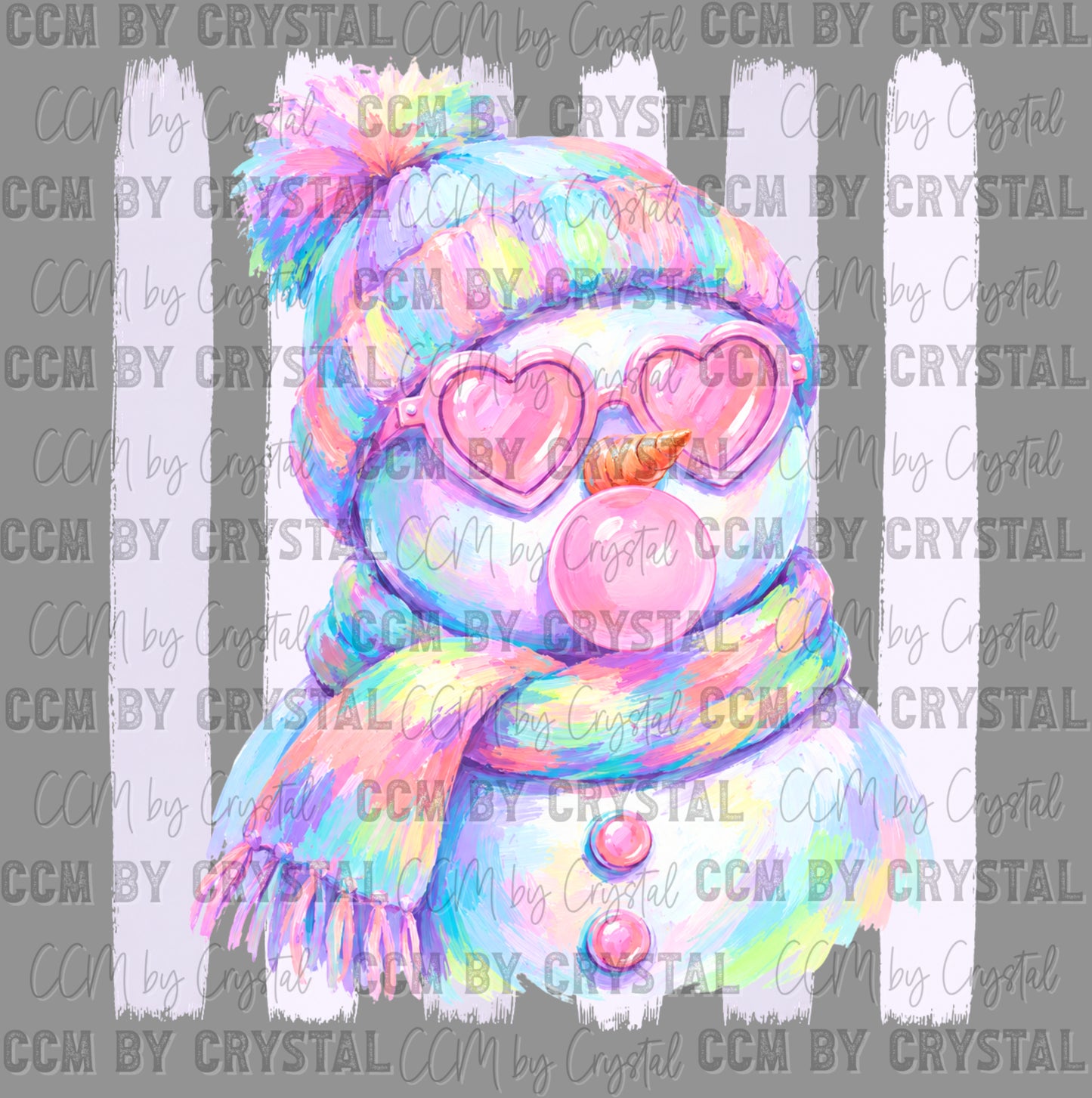 Pastel Bubble Snowman Christmas Winter Ready to Press DTF Transfers