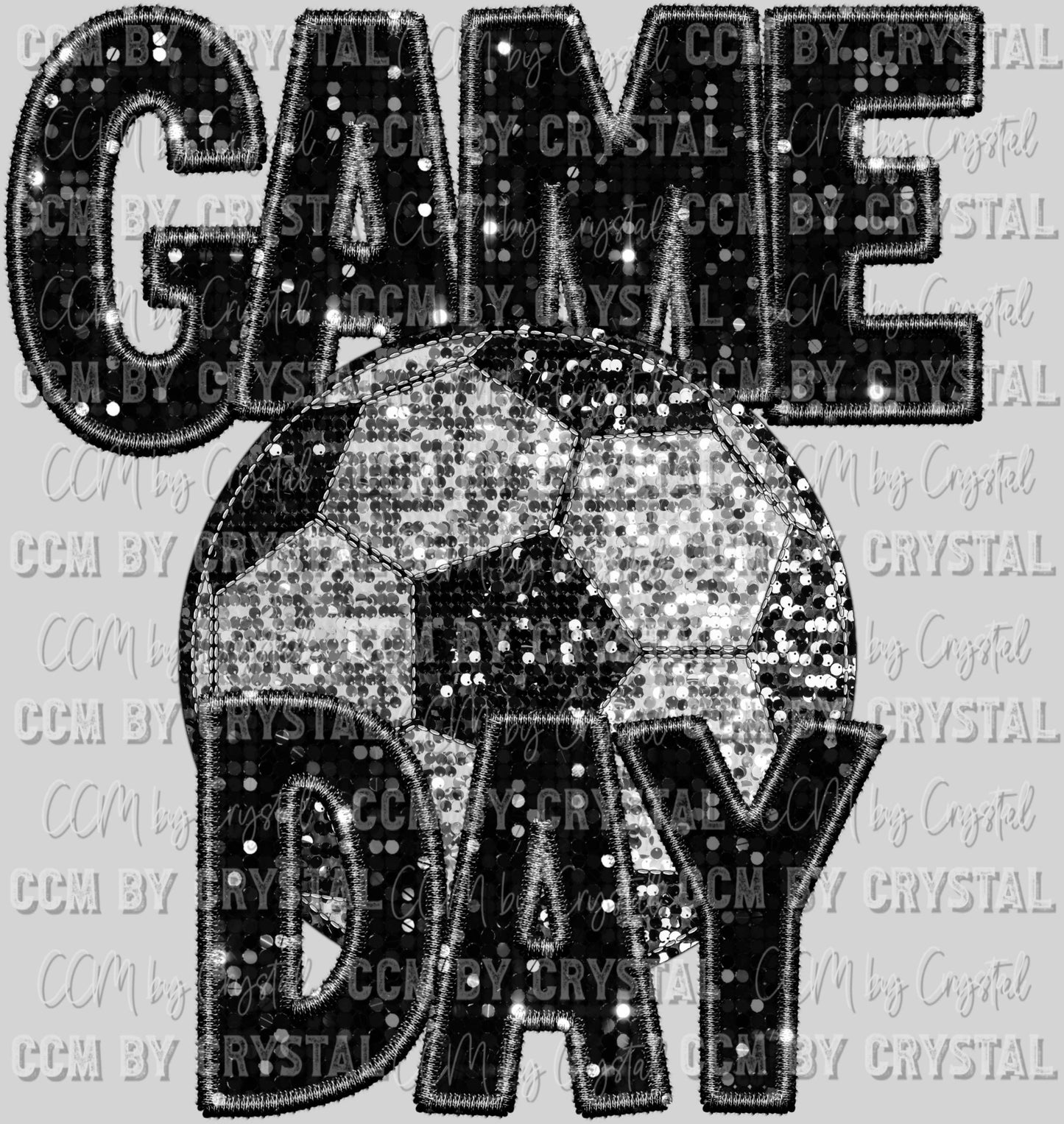 Game Day Soccer Faux Sequins Faux Embroidery Ready To Press Transfer