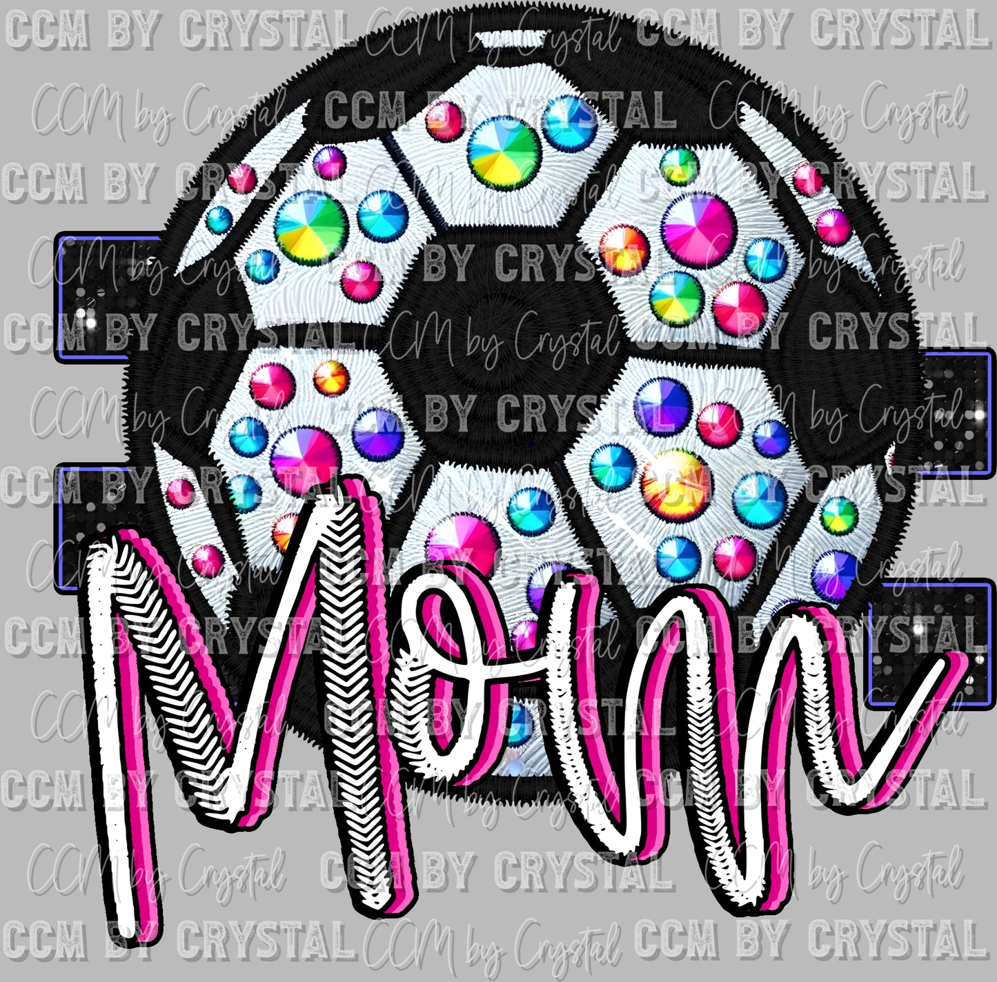 Soccer Mom Faux Rhinestone Effect Ready to Press Transfer DTF Transfer Sublimation Transfer