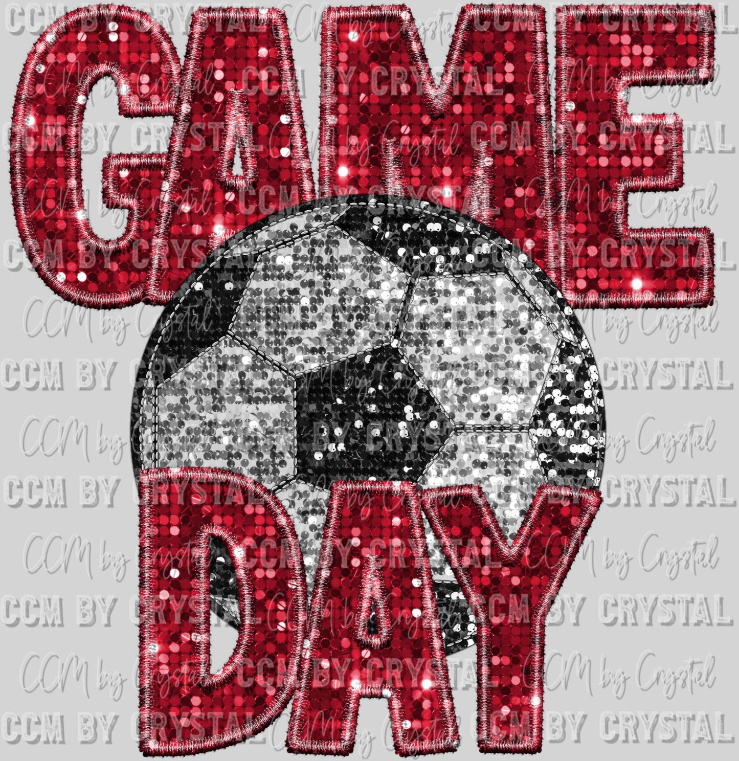 Game Day Soccer Faux Sequins Faux Embroidery Ready To Press Transfer