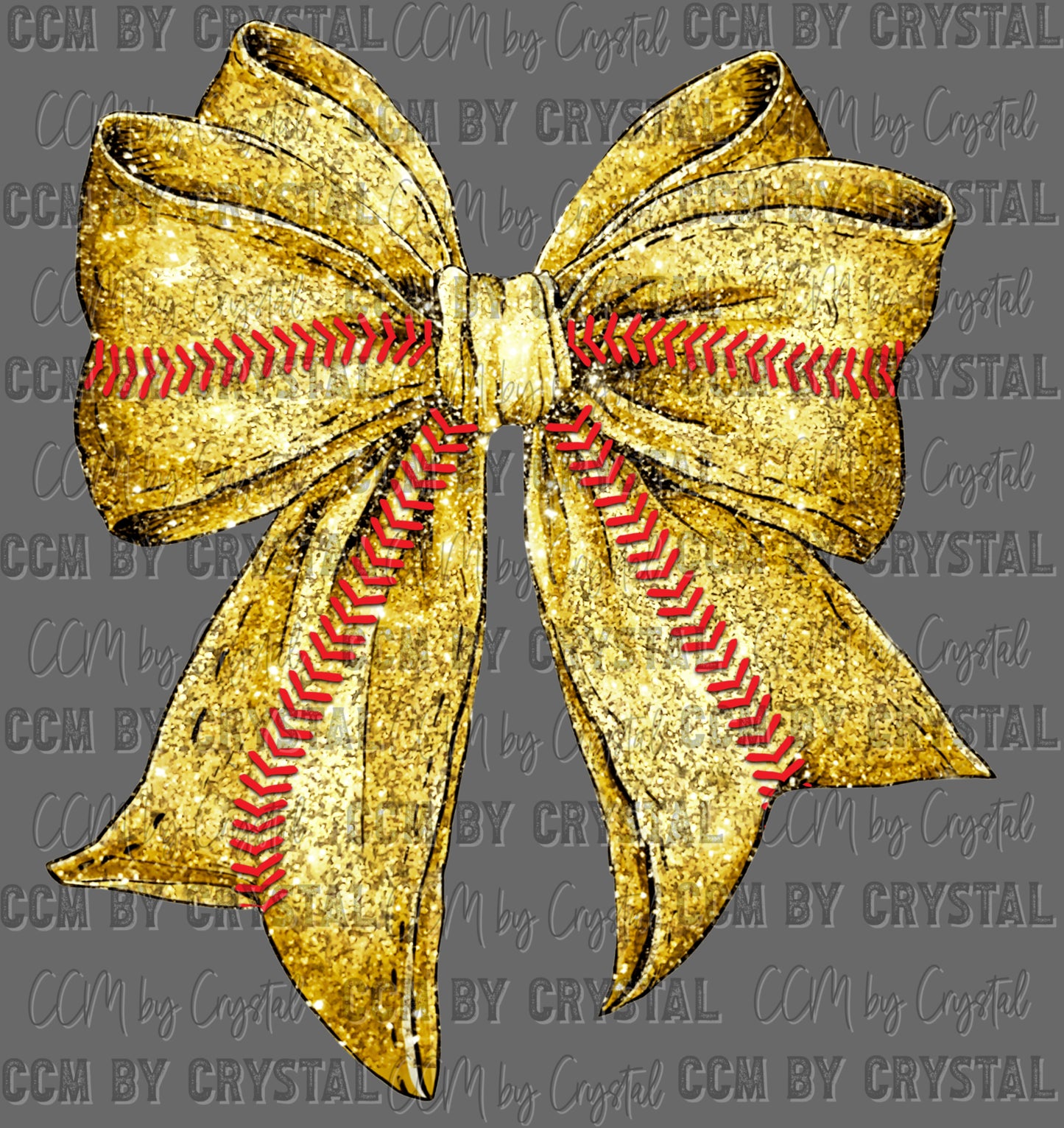 Softball Bow Faux Glitter Ready to Press Transfer DTF Transfer Sublimation Transfer