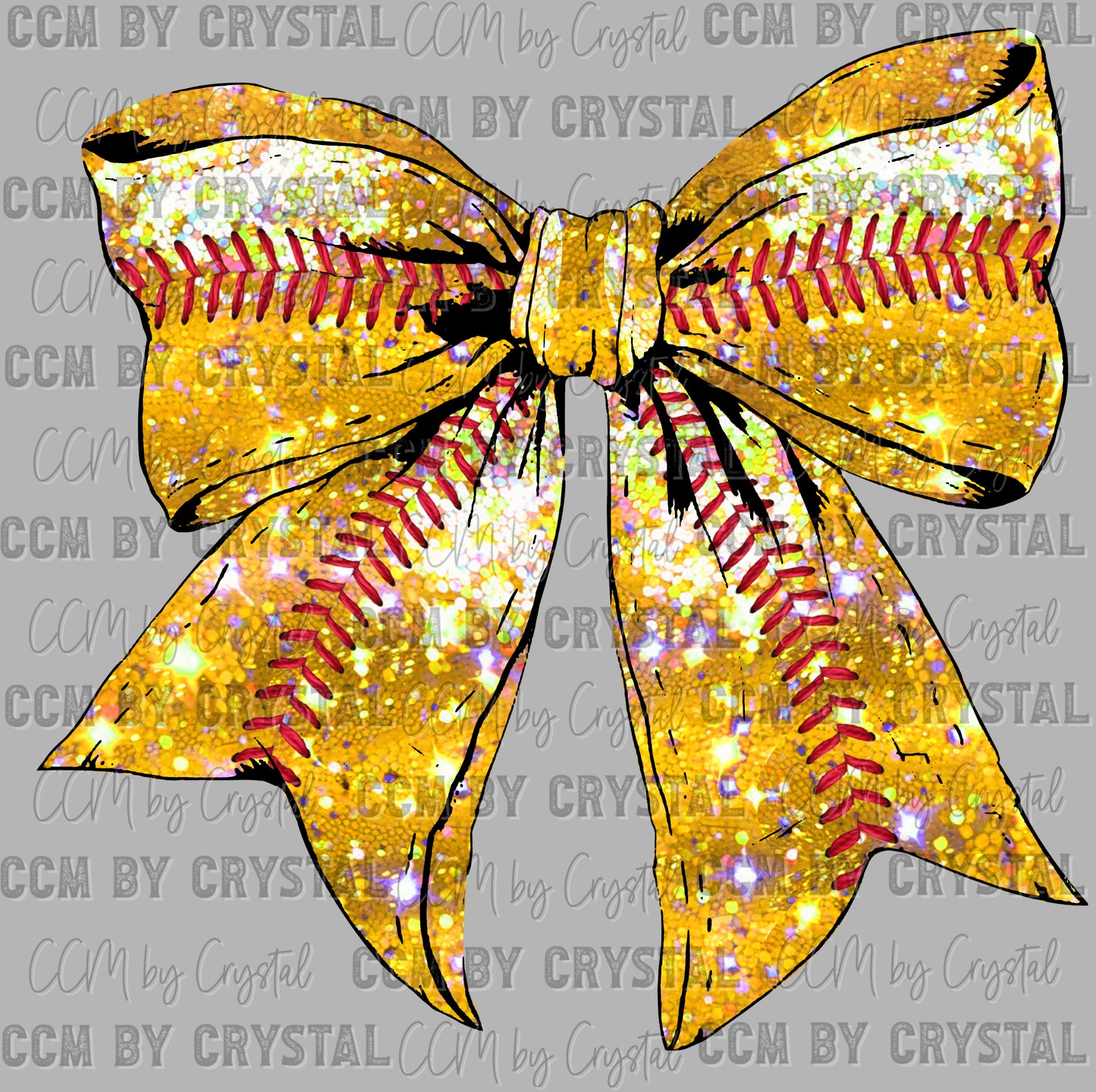 Softball Bow Faux Sequins Ready to Press Transfer DTF Transfer Sublimation Transfer