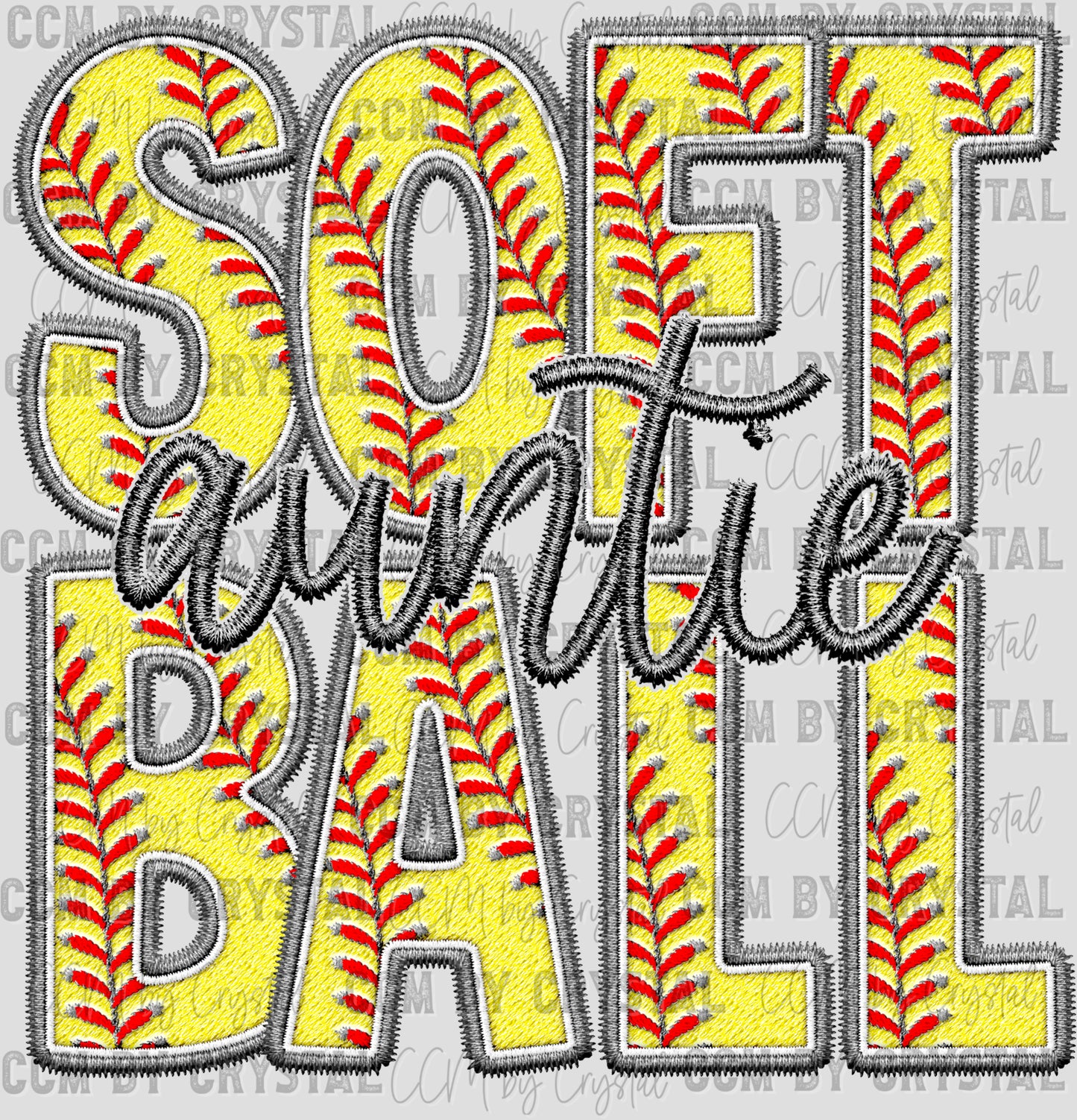Softball Auntie Faux Embroidery Ready to Press Transfer DTF Transfer Sublimation Transfer