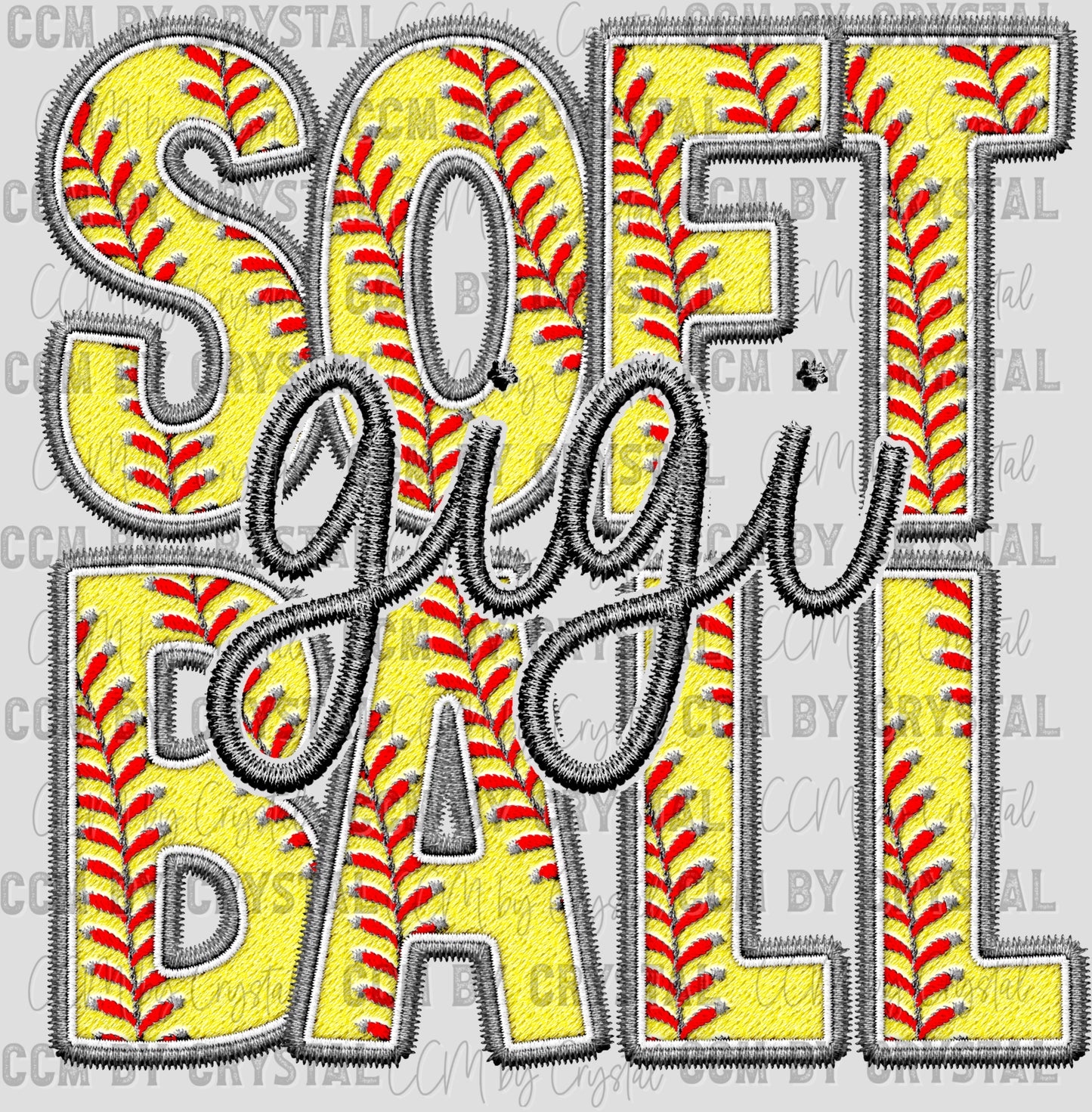 Softball Gigi Faux Embroidery Ready to Press Transfer DTF Transfer Sublimation Transfer