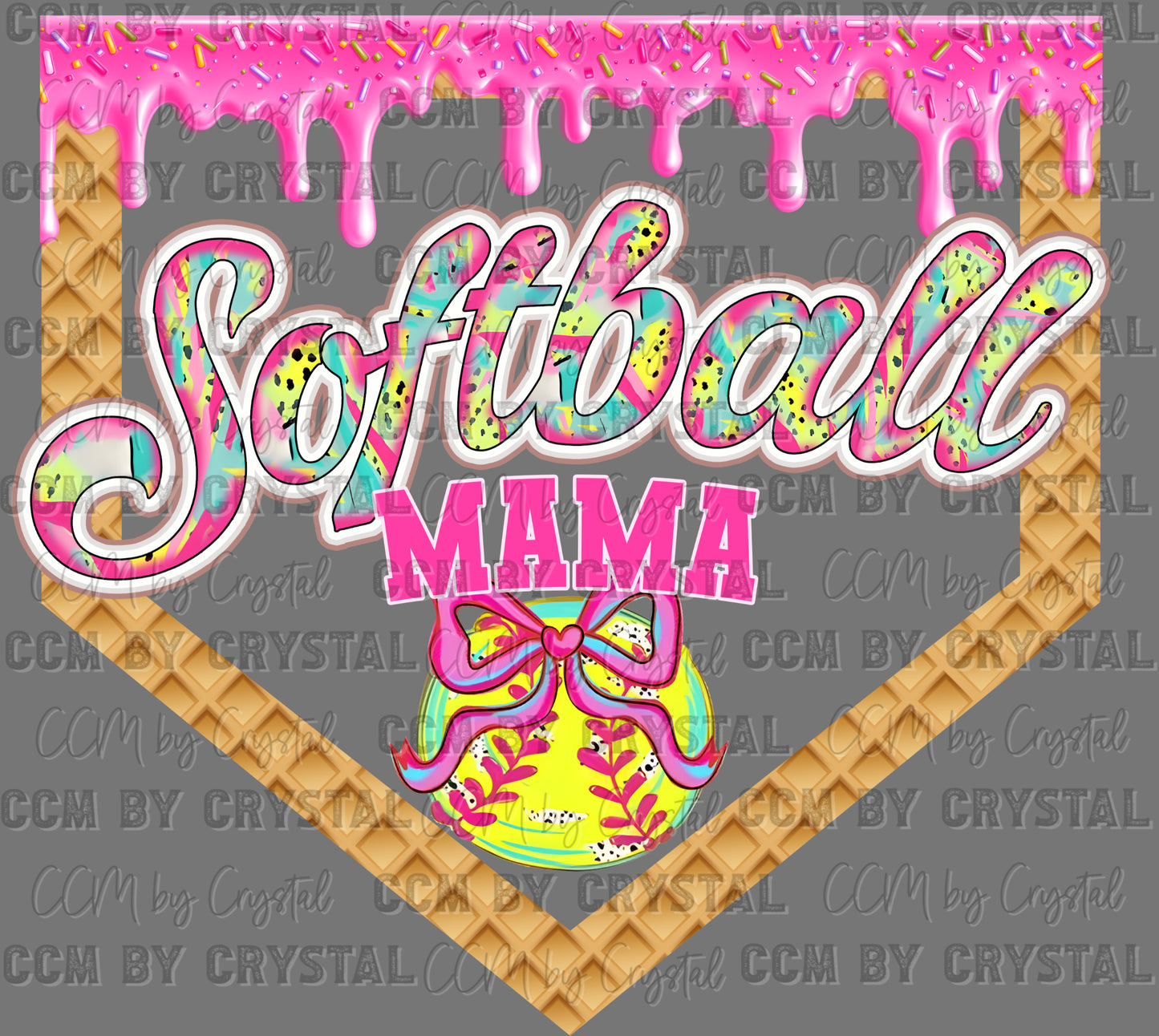 Softball Mama Ice Cream Drip Ready to Press Transfer DTF Transfer Sublimation Transfer