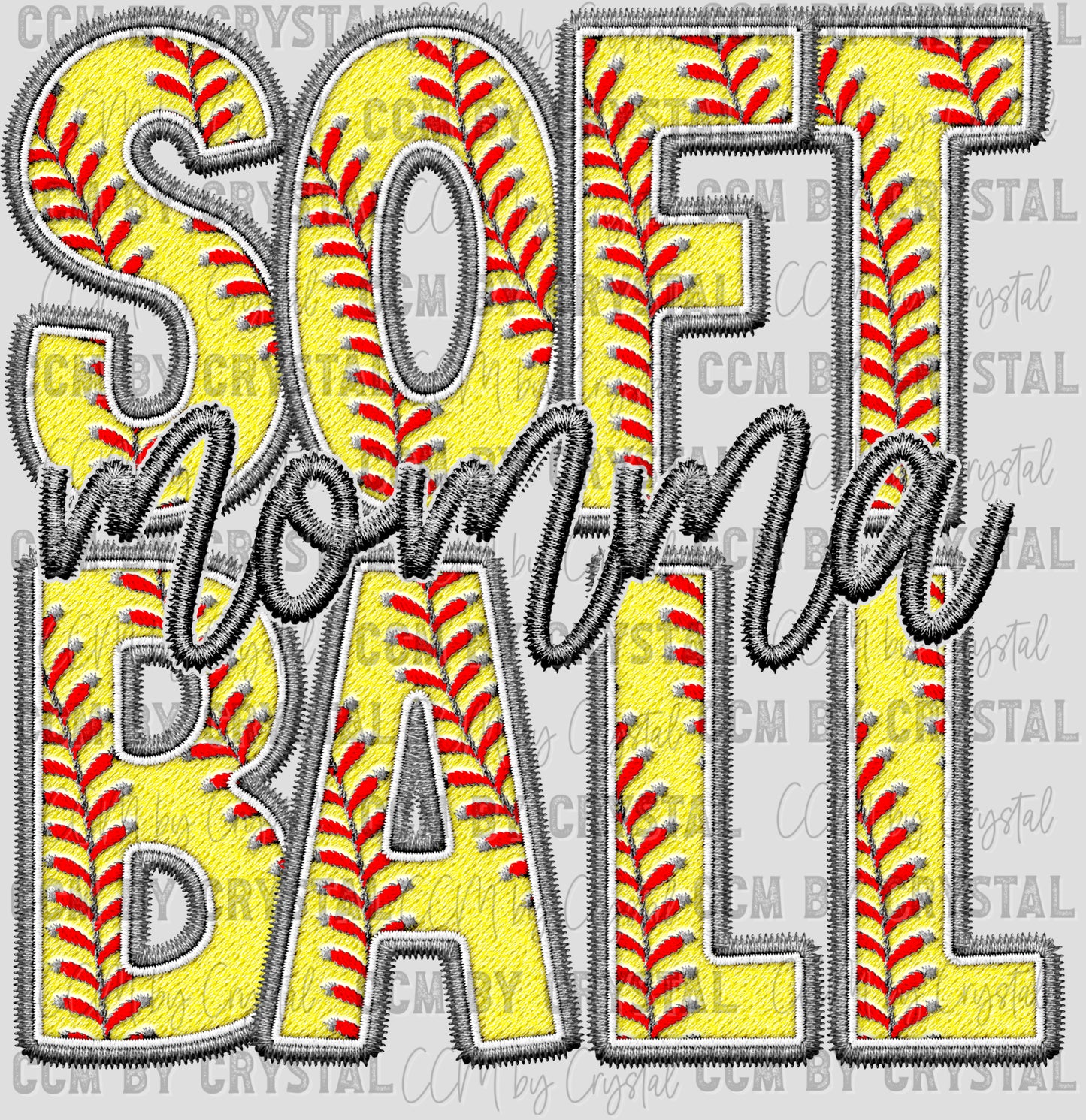 Softball Momma Faux Embroidery Ready to Press Transfer DTF Transfer Sublimation Transfer