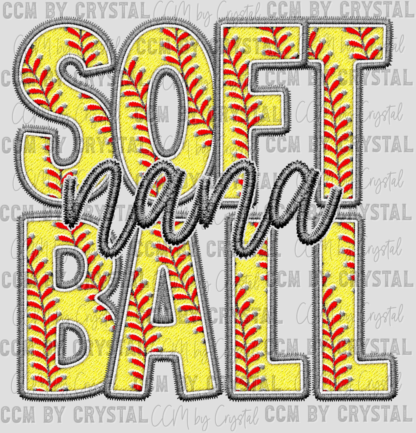 Softball Nana Faux Embroidery Ready to Press Transfer DTF Transfer Sublimation Transfer