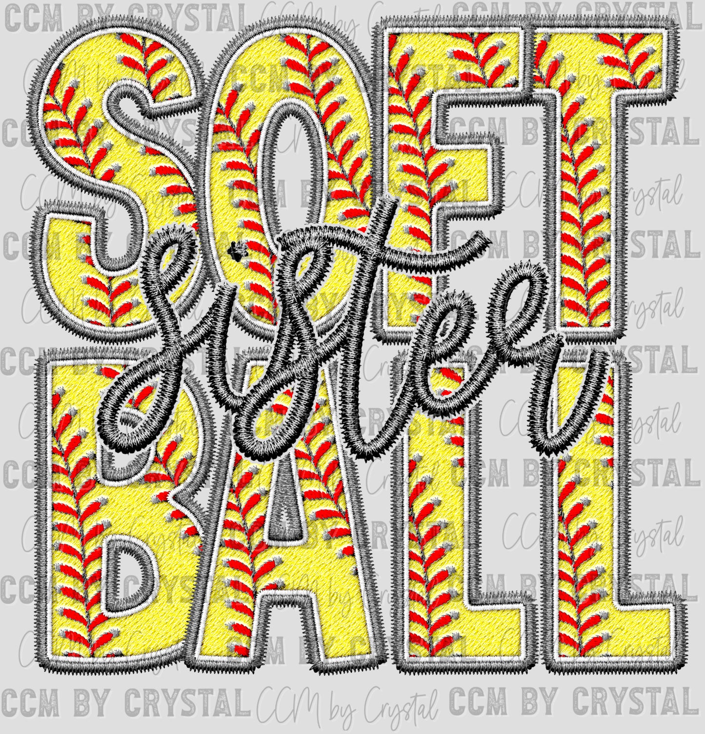 Softball Sister Faux Embroidery Ready to Press Transfer DTF Transfer Sublimation Transfer