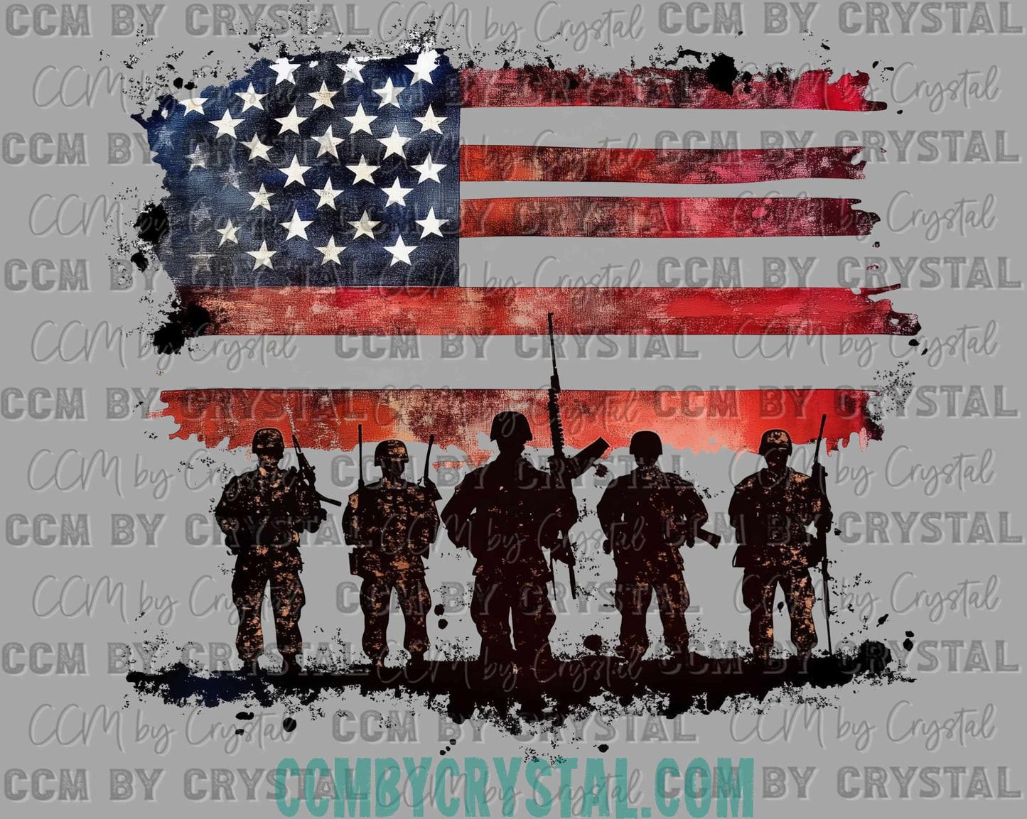 Soldiers USA Flag Ready to Press Transfer DTF Transfer Sublimation Transfer