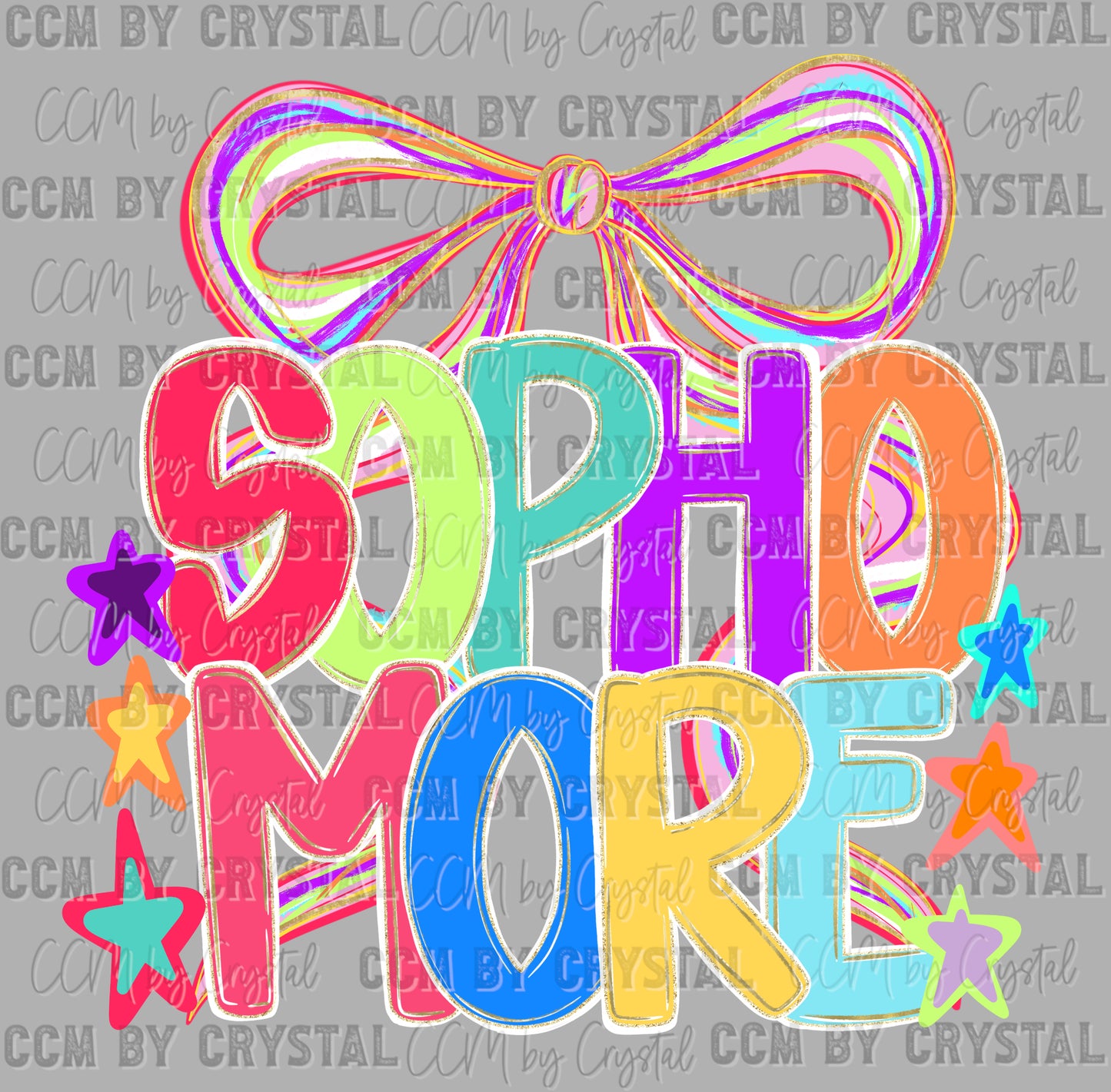 Sophomore Back to School Colorful Ready to Press Transfer DTF Transfer Sublimation Transfer
