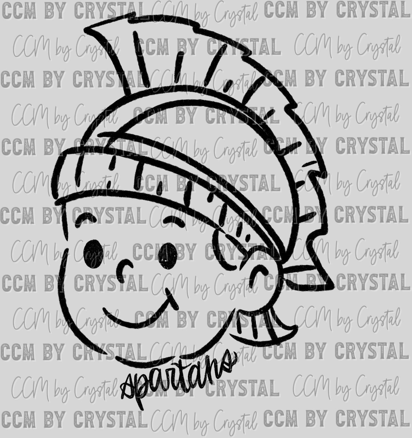 Spartans Mascot Doodle Ready to Press Transfer DTF Transfer Sublimation Transfer