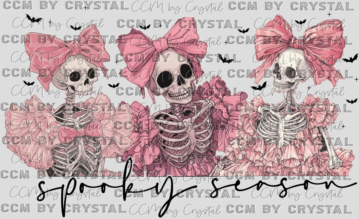 Spooky Season Skeletons Black Halloween Ready to Press Transfer DTF Transfer Sublimation Transfer
