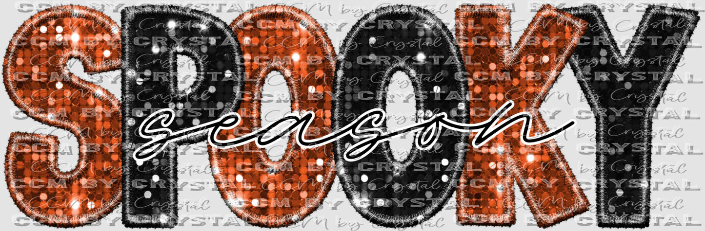 Spooky Season Faux Sequins Faux Embroidery Fall Halloween Ready to Press Transfer