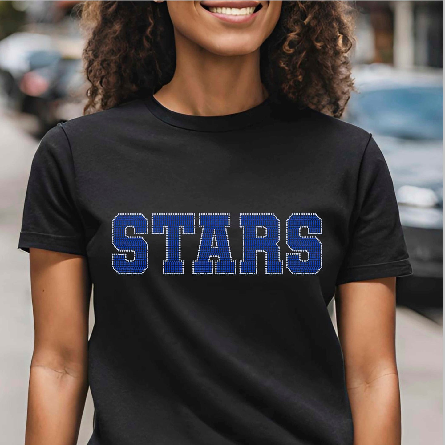 Stars 11"X3" 2-Color Ready to Press Spangle Transfer Bling Transfer Sparkle Transfer