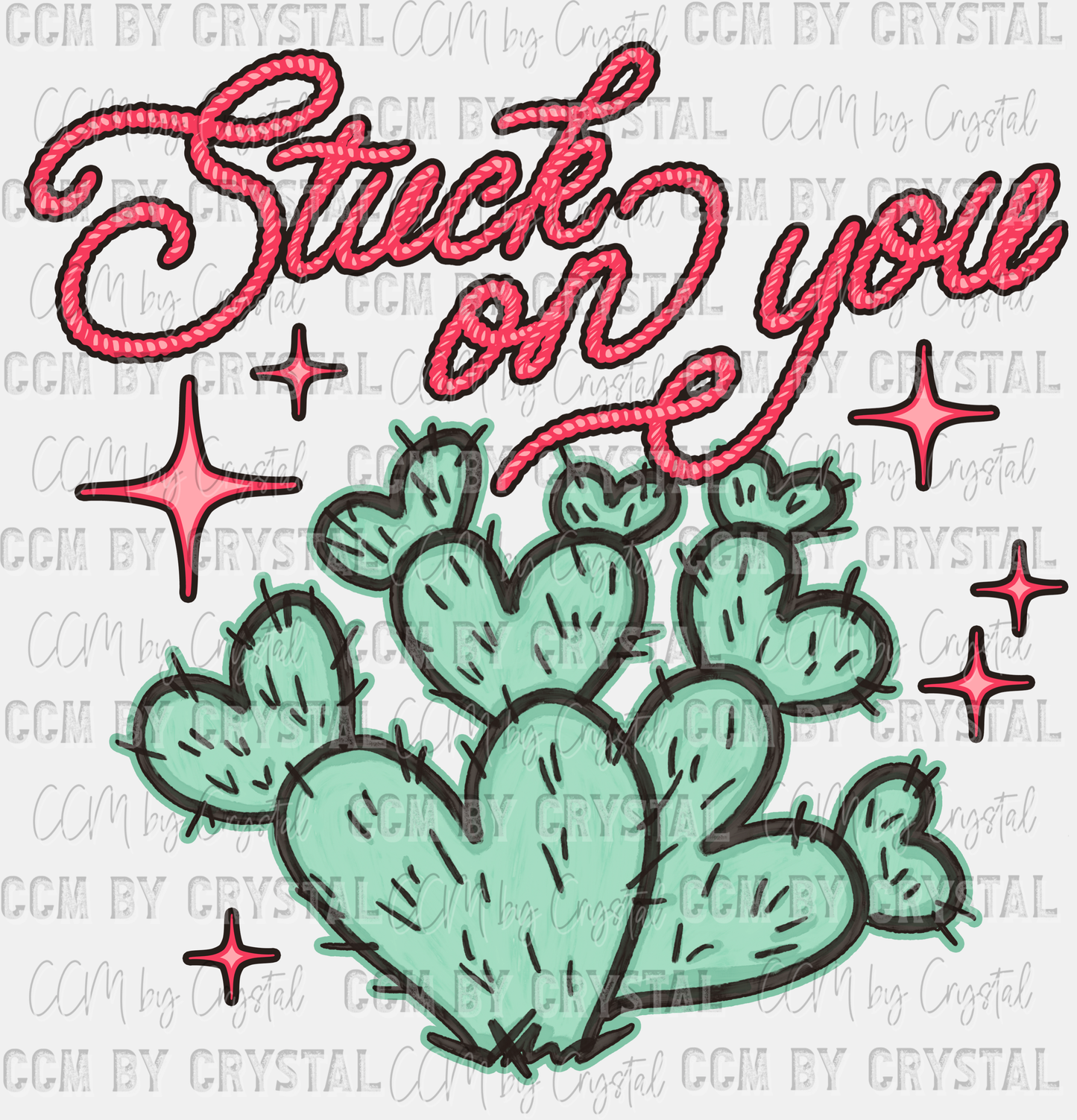 Valentine's Day Stuck On You Cactus Ready to Press Transfer