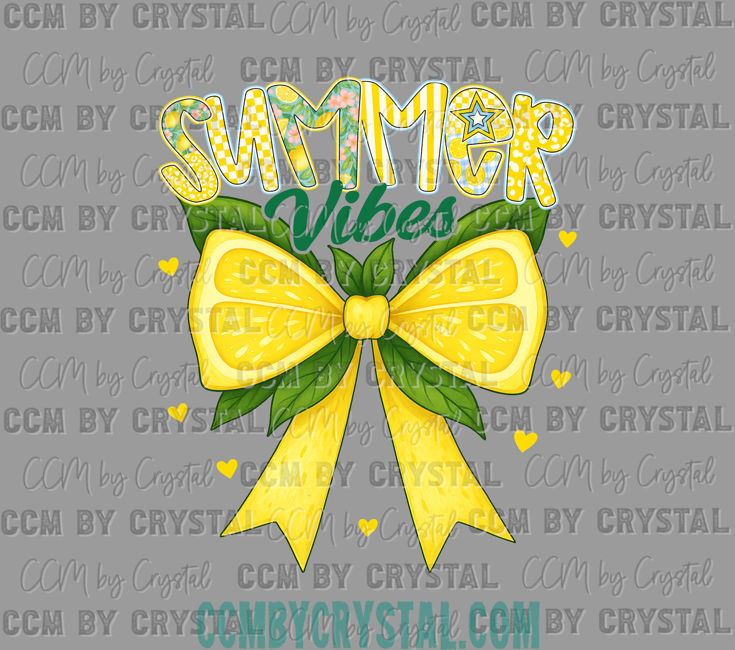 Summer Vibes Lemon Bow Ready to Press Transfer DTF Transfer