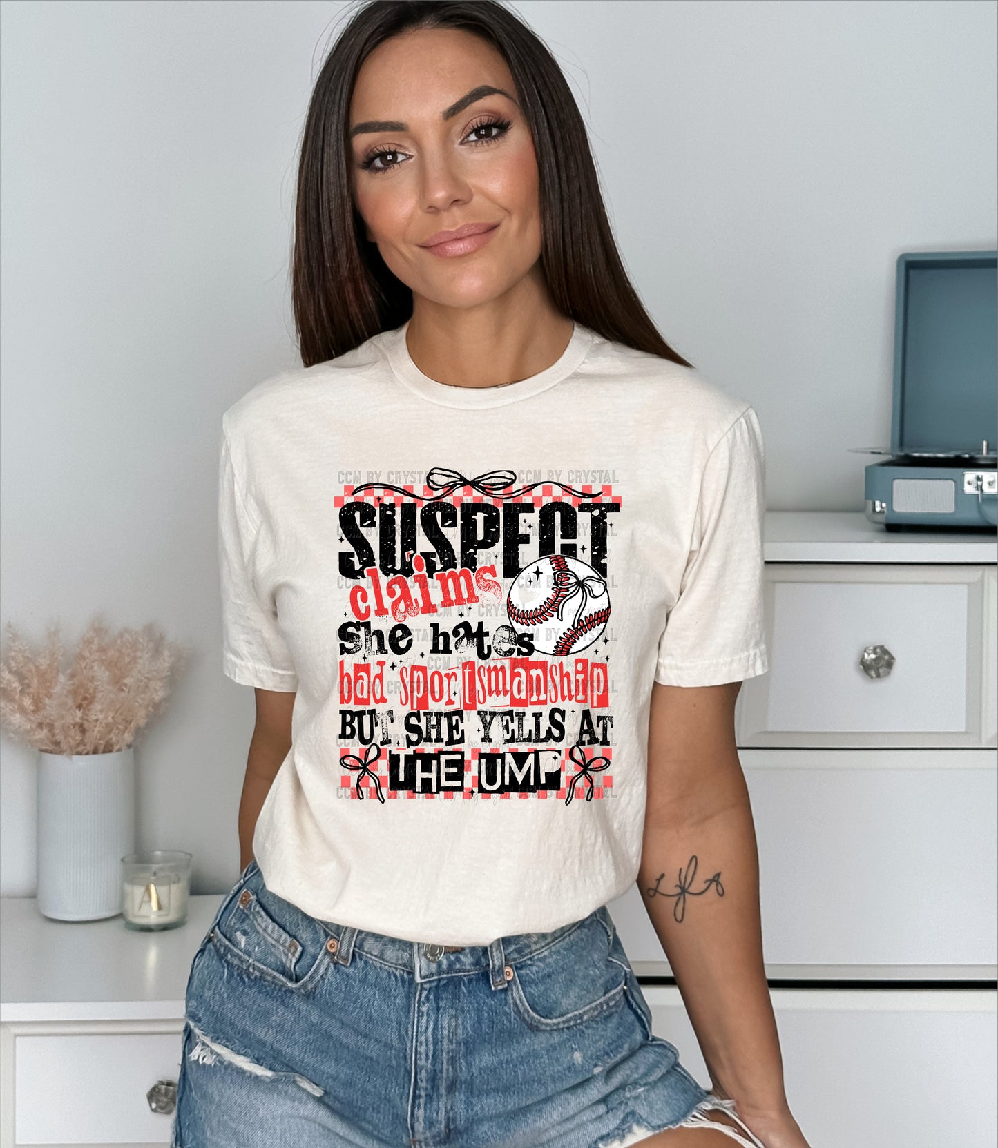 Suspect Claims She Hates Bad Sportsmanship Baseball DTF T-Shirt