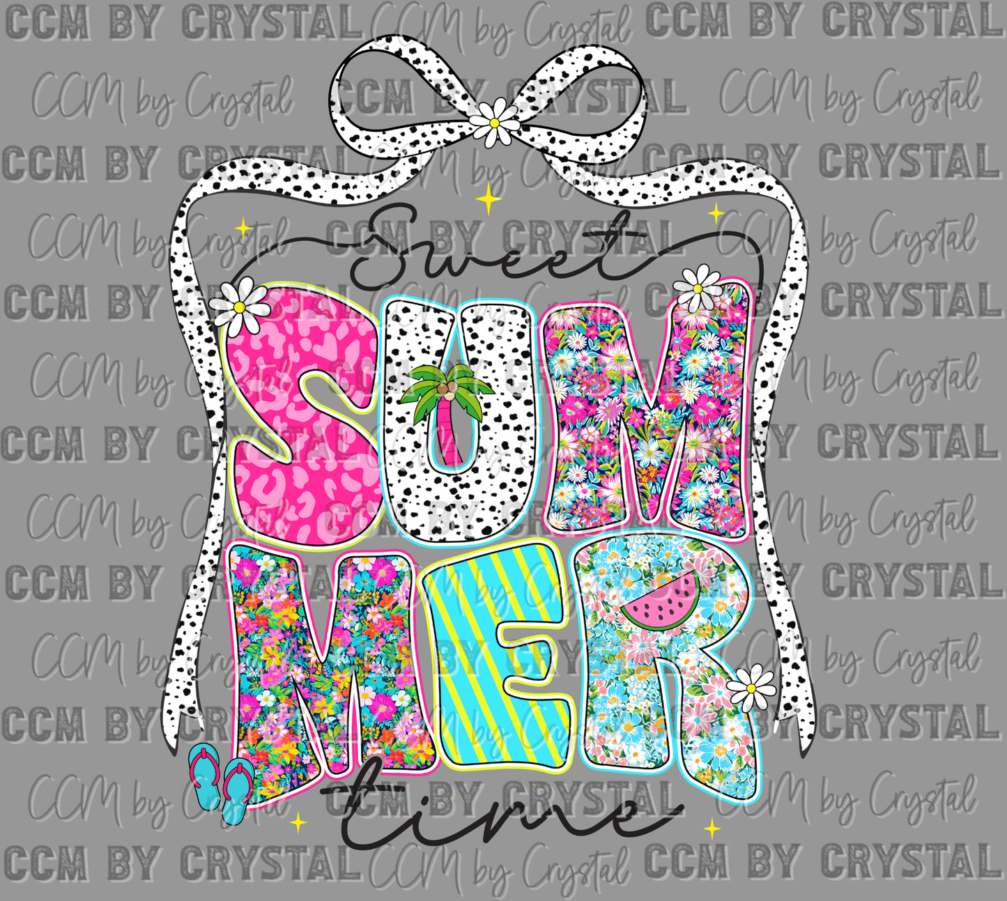 Sweet Summertime Bow Ready to Press Transfer DTF Transfer Sublimation Transfer