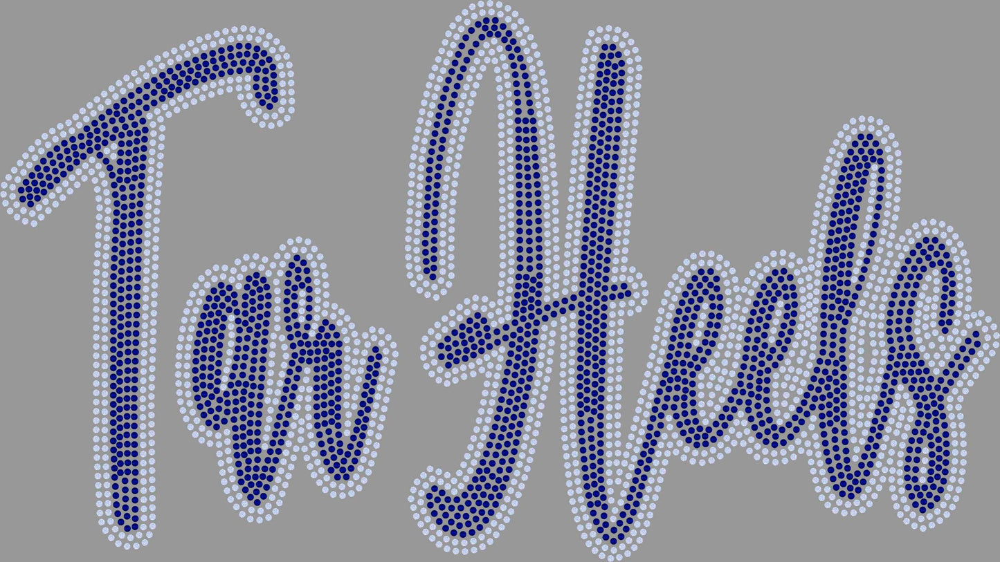 Tar Heels 2-Color Approximately 11" wide Spangle Transfer