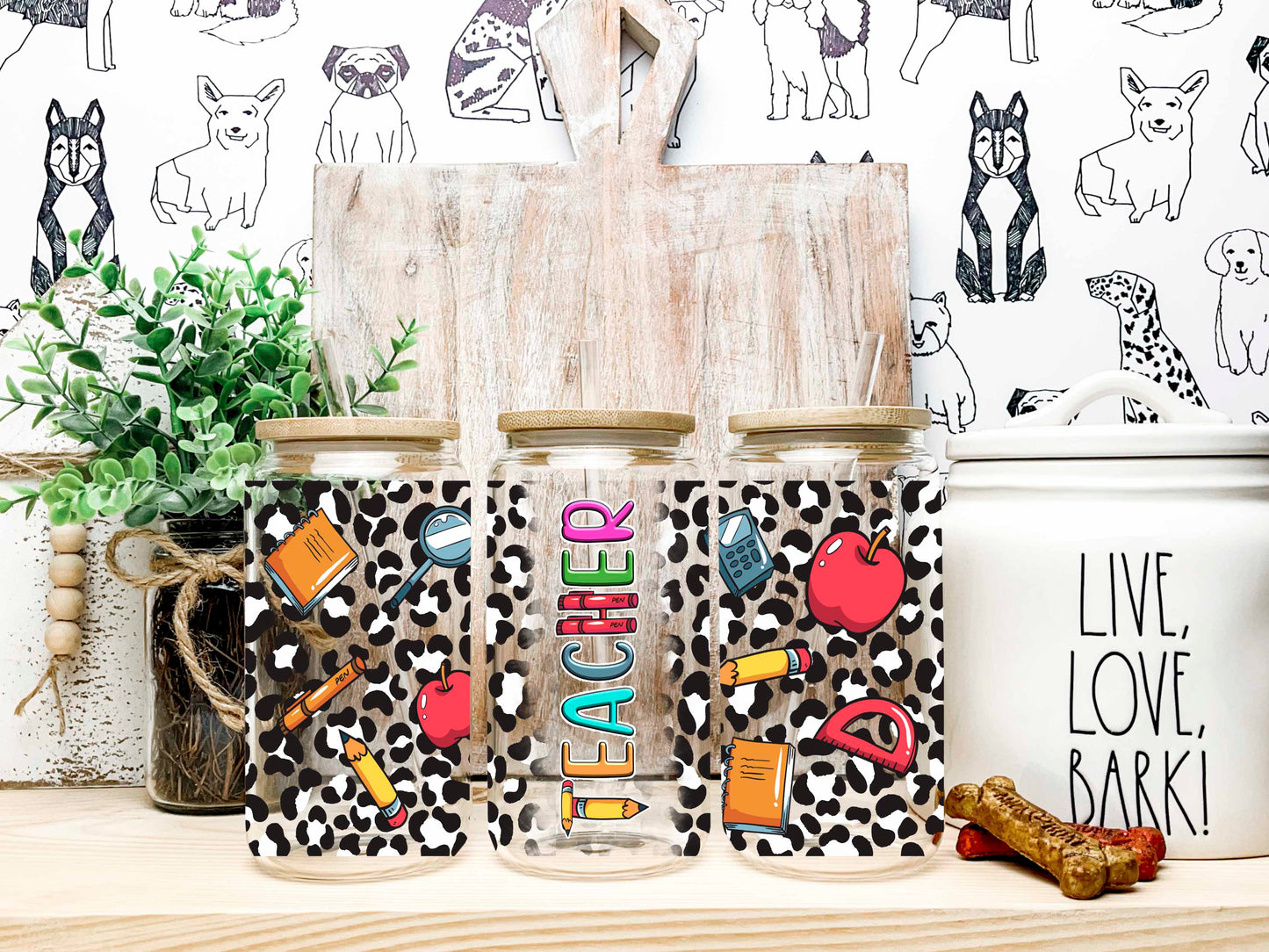 Teacher UV DTF Transfer 16oz Libby Glass Can Wrap Ready to Apply