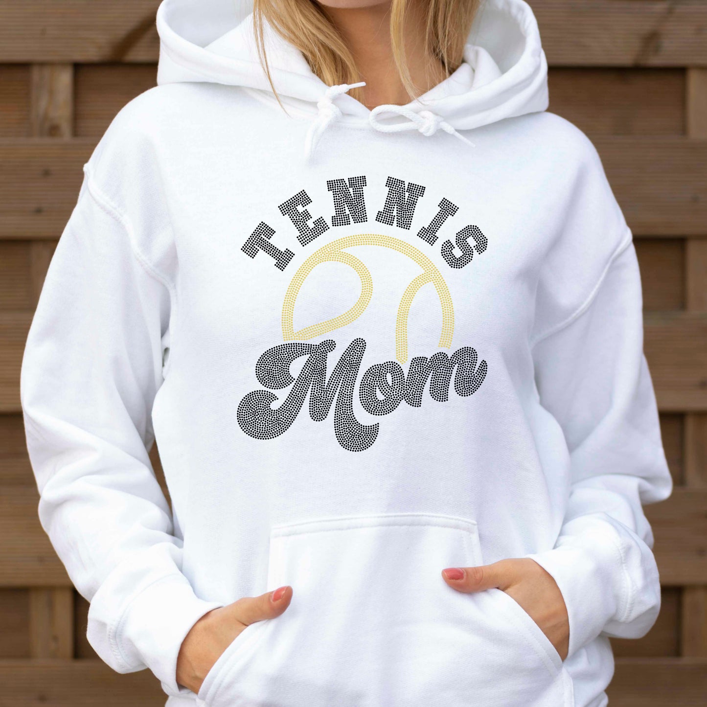 Tennis Mom 11" Wide 2- Color Spangle Ready to Press Spangle Transfer Sparkle Bling