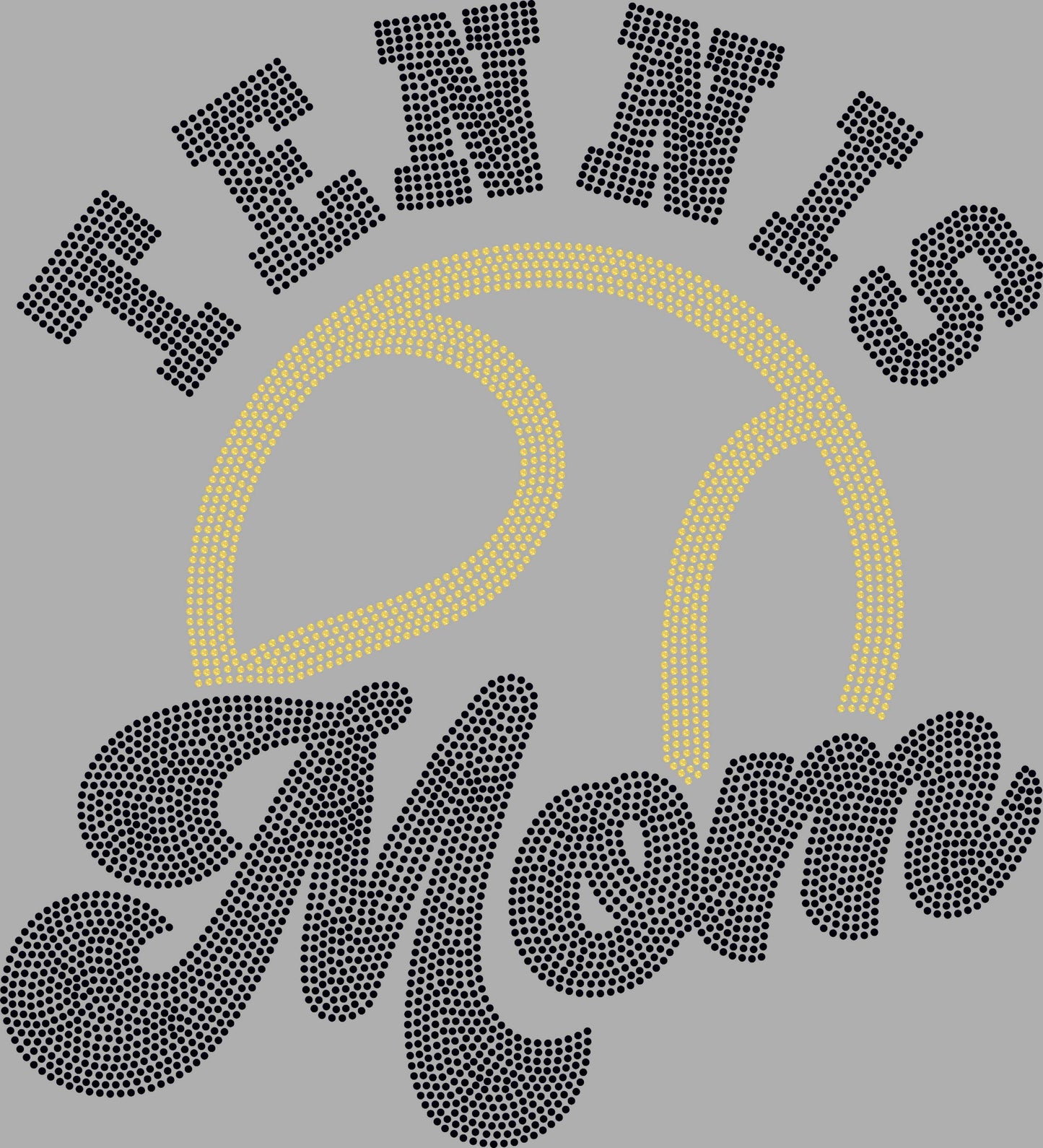 Tennis Mom 11" Wide 2- Color Spangle Ready to Press Spangle Transfer Sparkle Bling