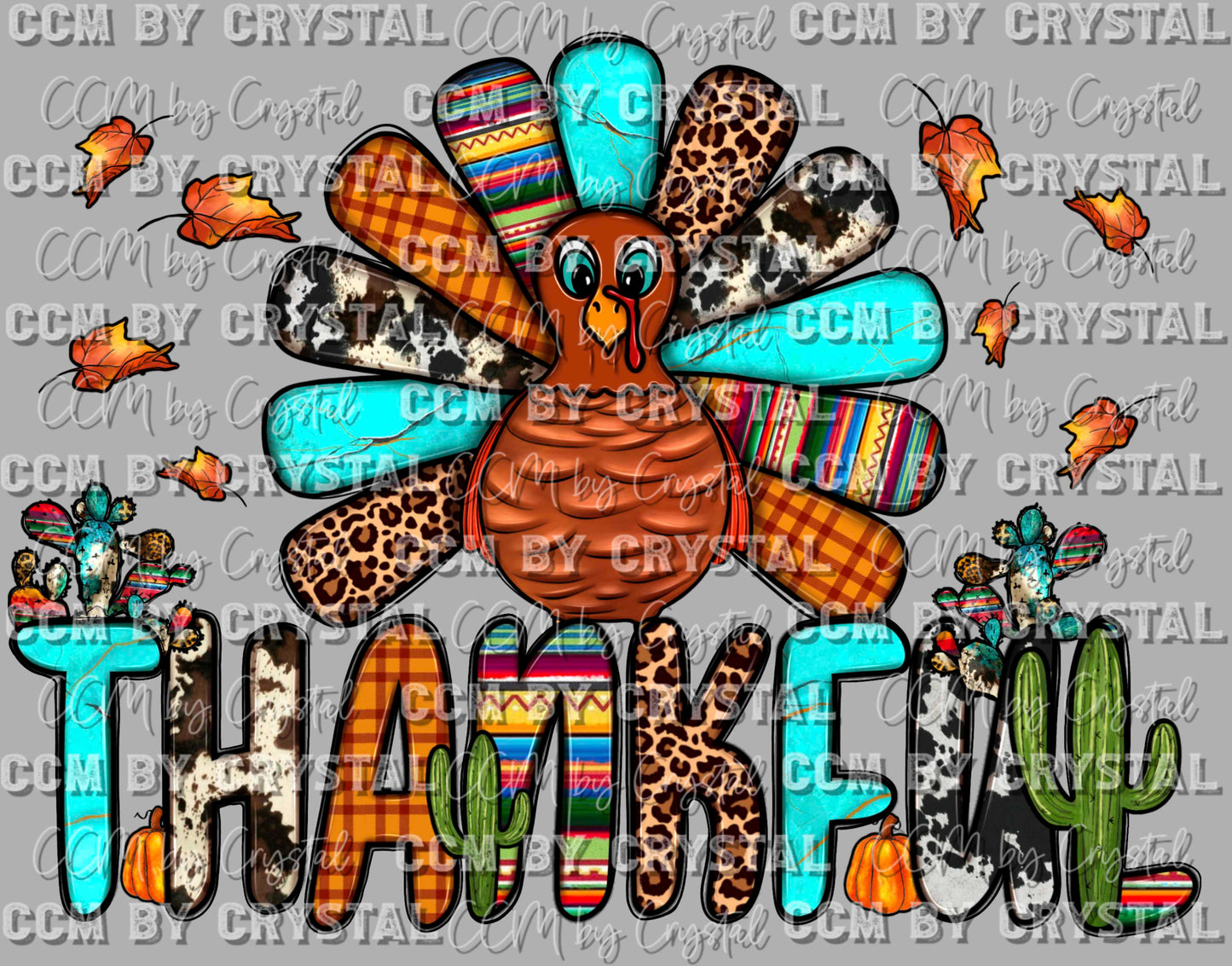 Thankful Turkey Thanksgiving Ready to Press Transfer DTF Transfer Sublimation Transfer