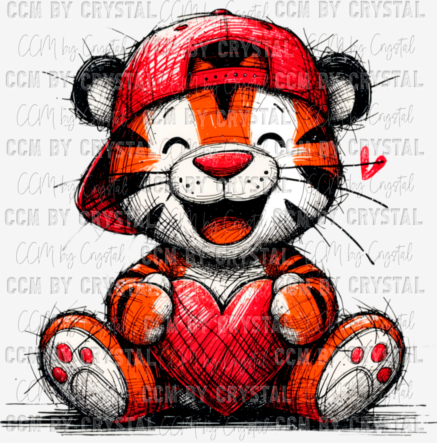 Valentine's Day Tiger Ready to Press Transfer