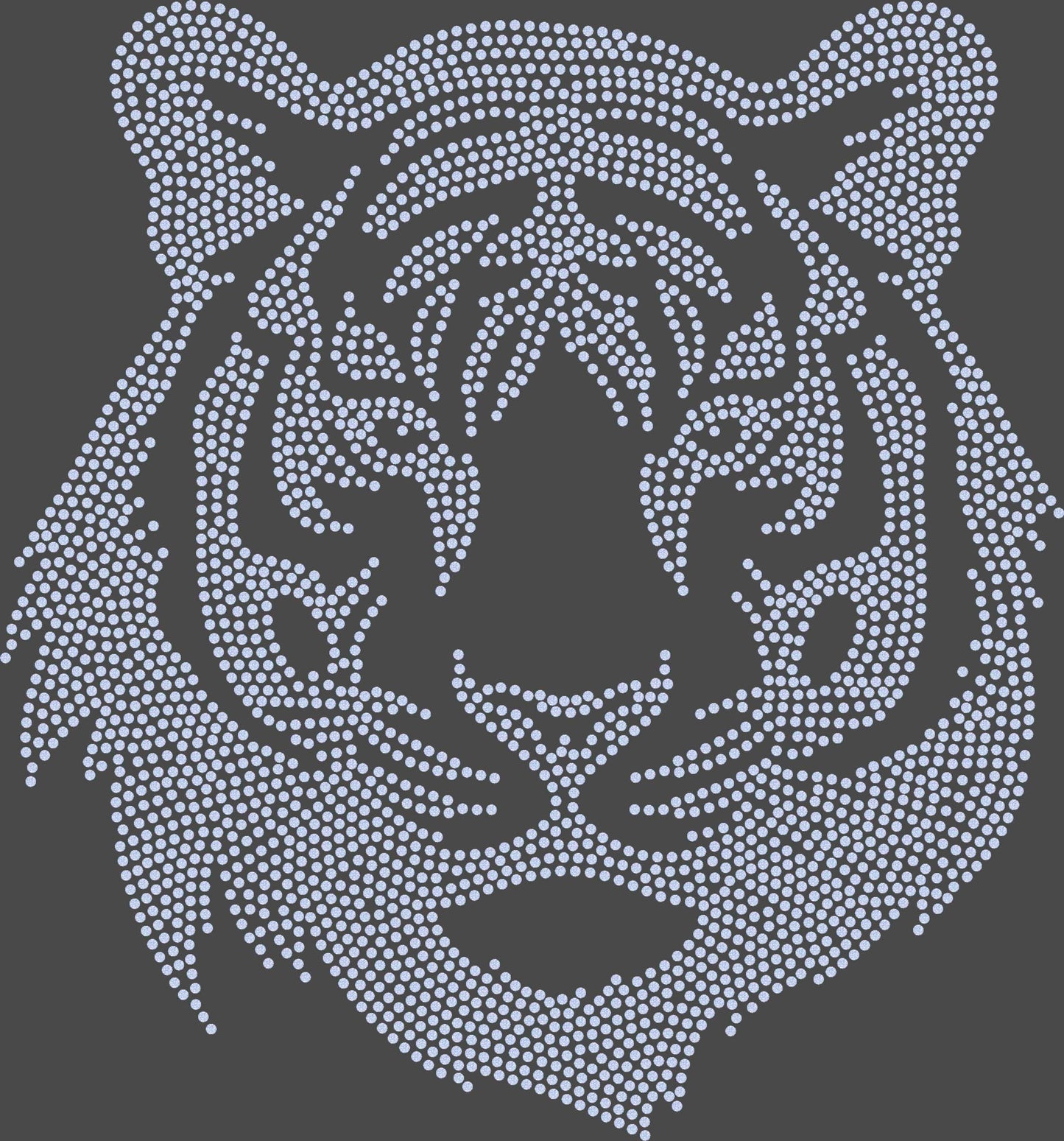 Tiger Face 1-Color Approximately 11" wide Spangle Transfer