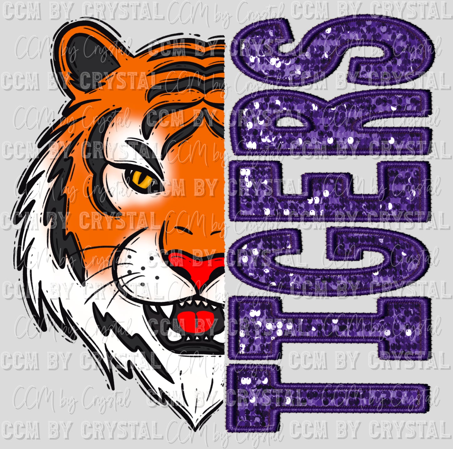 Tigers Faux Embroidery Faux Sequins PNG Digital File ONLY