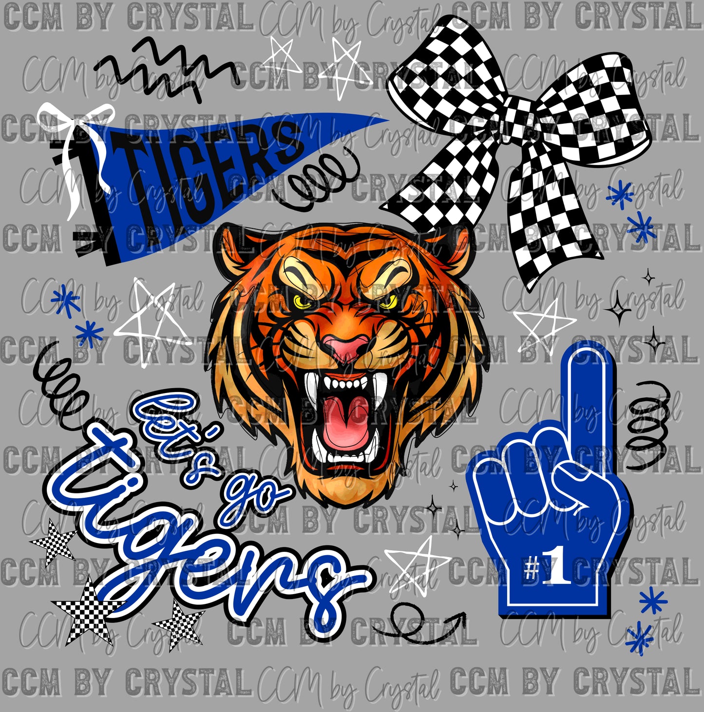 Let's Go Tigers Royal Blue Ready to Press Instant Peel DTF Transfers Sublimation Transfers