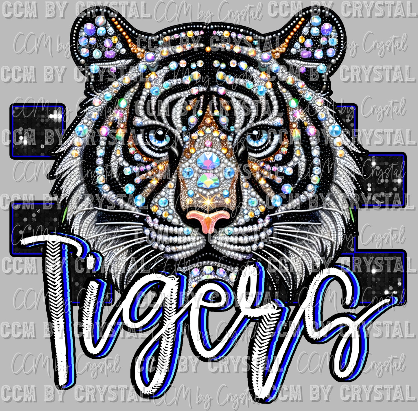 Tigers Faux Rhinestones Effect Ready to Press Transfer DTF Transfer Sublimation Transfer