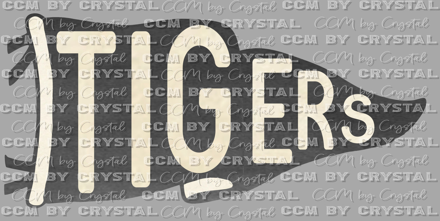 Tigers Pennant Mascot Ready to Press Transfer DTF Transfer Sublimation Transfer