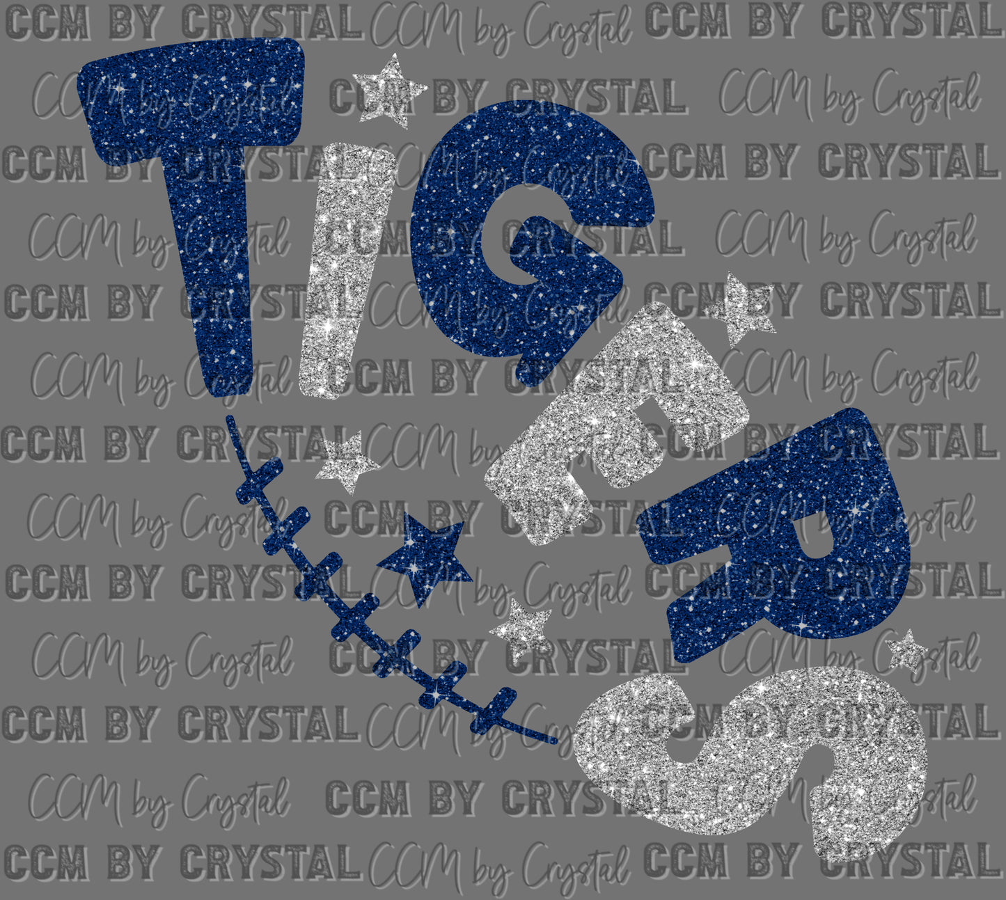Tigers Faux Glitter Football Ready to Press Transfer DTF Transfer Sublimation Transfer