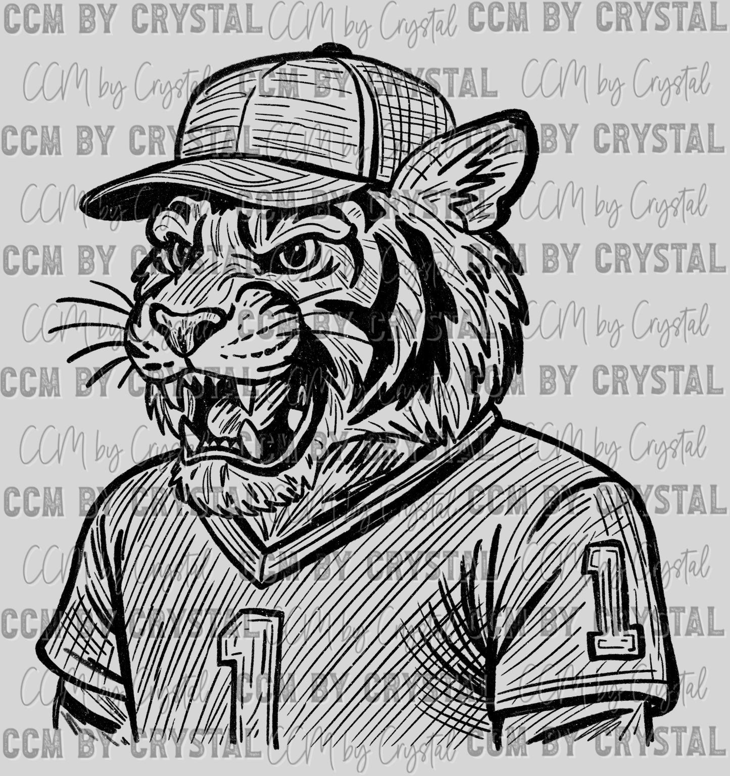 Tigers Mascot Sketch Ready to Press Transfer DTF Transfer Sublimation Transfer