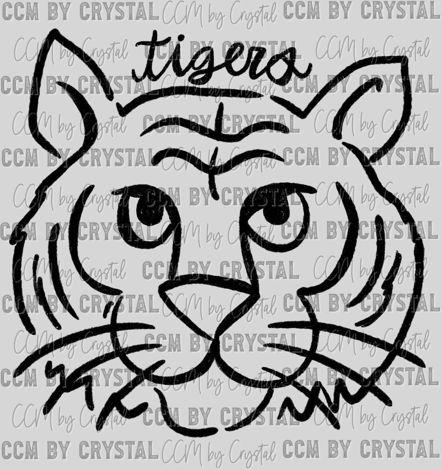 Tigers Mascot Doodle Ready to Press Transfer DTF Transfer Sublimation Transfer
