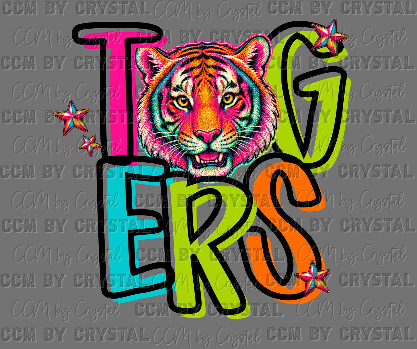 Tigers Colorful Mascot Ready to Press DTF Transfers Sublimation Transfers