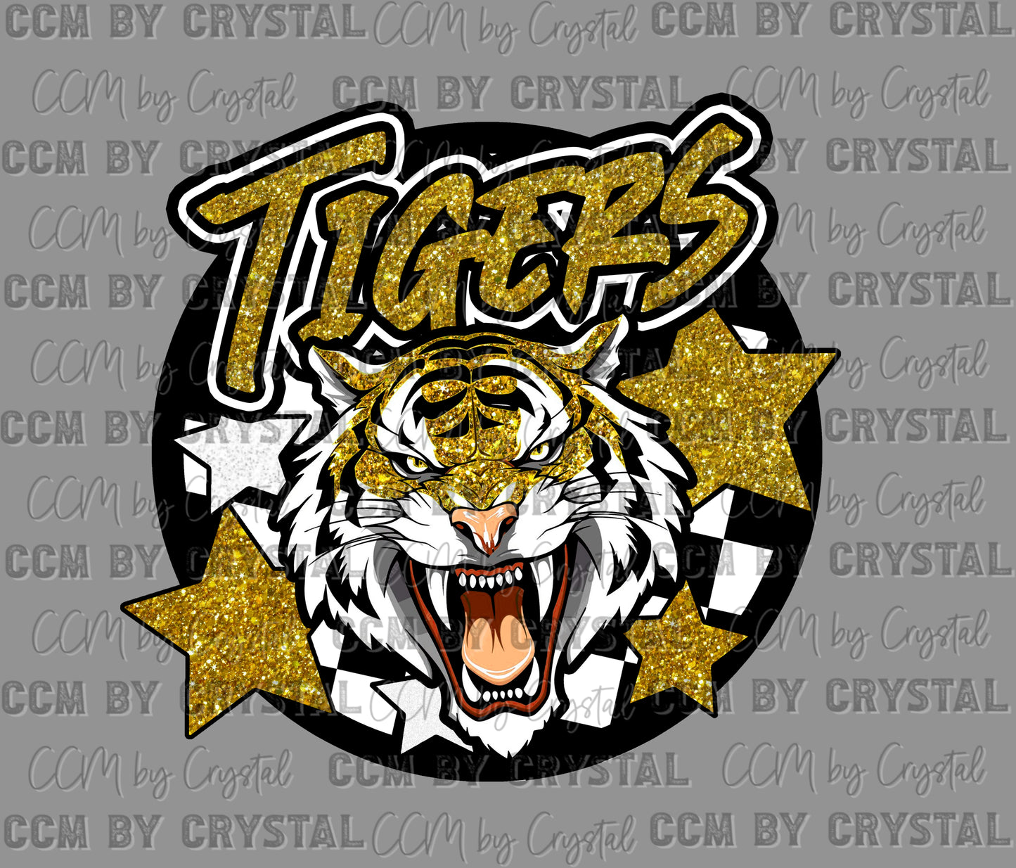 Tigers Gold Faux Glitter Ready to Press Transfer DTF Transfer Sublimation Transfer
