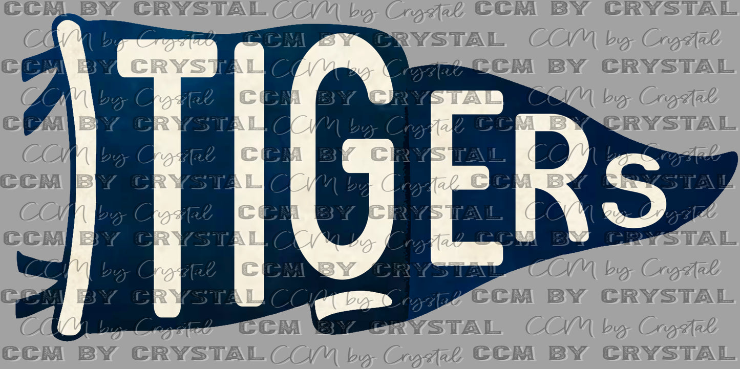 Tigers Navy Pennant Mascot Ready to Press Transfer DTF Transfer Sublimation Transfer
