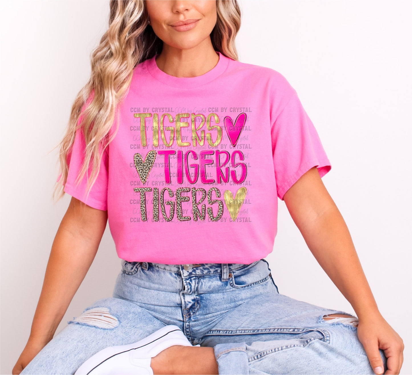 Tigers Stacked Pink Out T Shirt