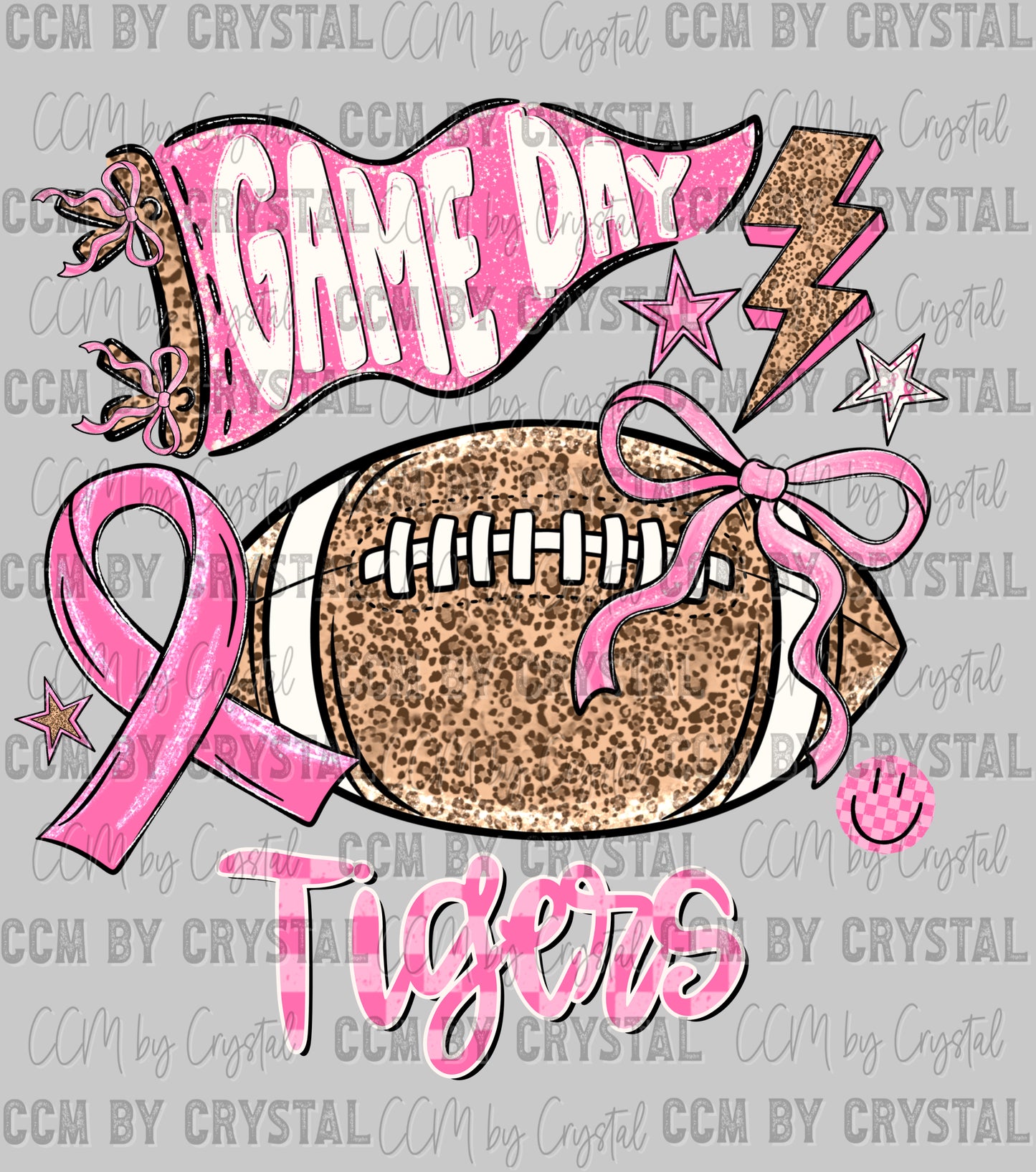 Tigers Pink Game Day Mascot Ready to Press DTF Transfers Sublimation Transfers