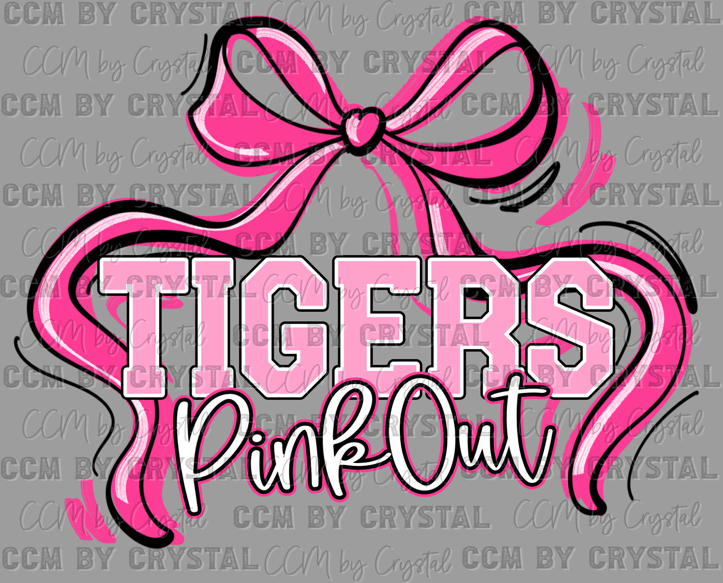 Pink Out Tigers Mascot Ready to Press Transfer DTF Transfer Sublimation Transfer