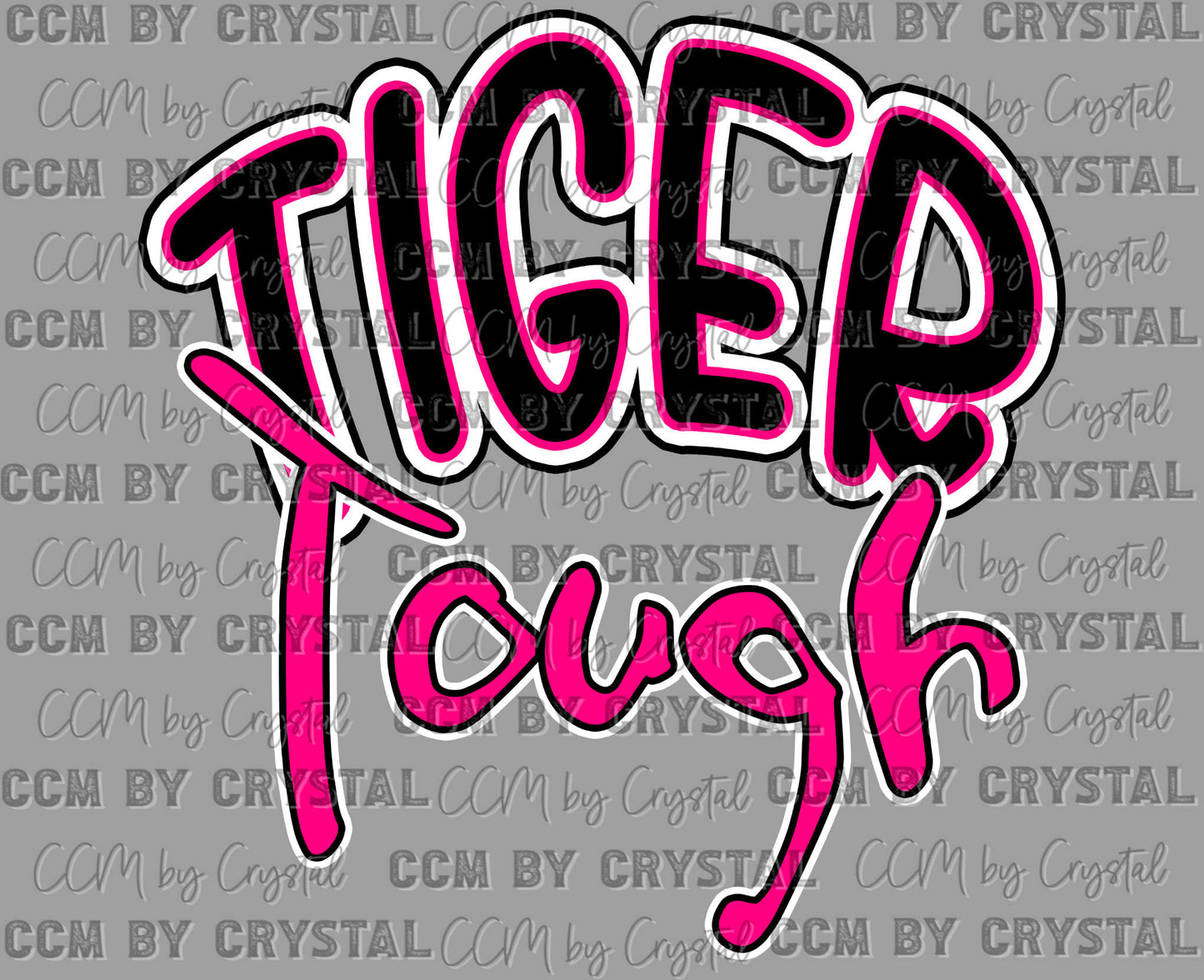 Tiger Tough Pink Mascot Ready to Press Transfer DTF Transfer Sublimation Transfer