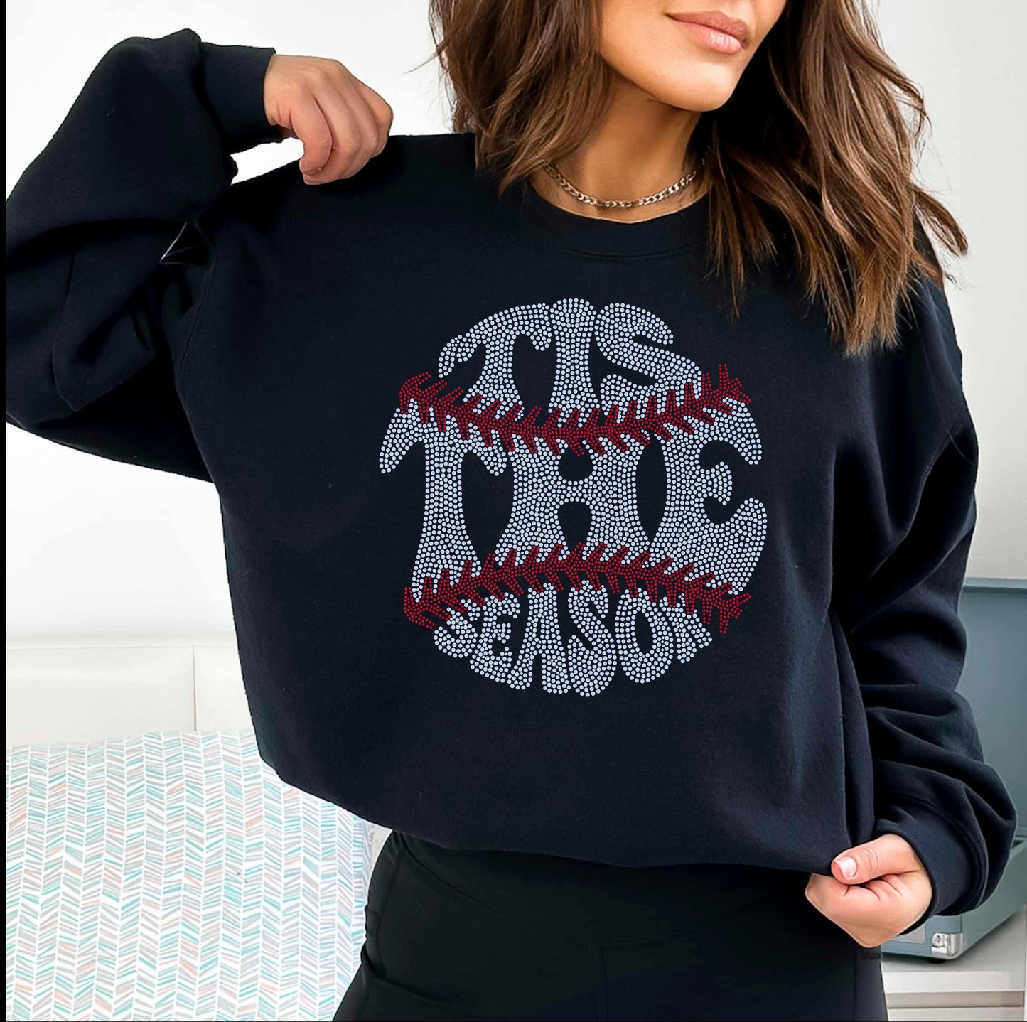 Tis the Season Baseball Softball 11" Spangle Transfer Bling Ready to Press Transfer Sparkle Transfer