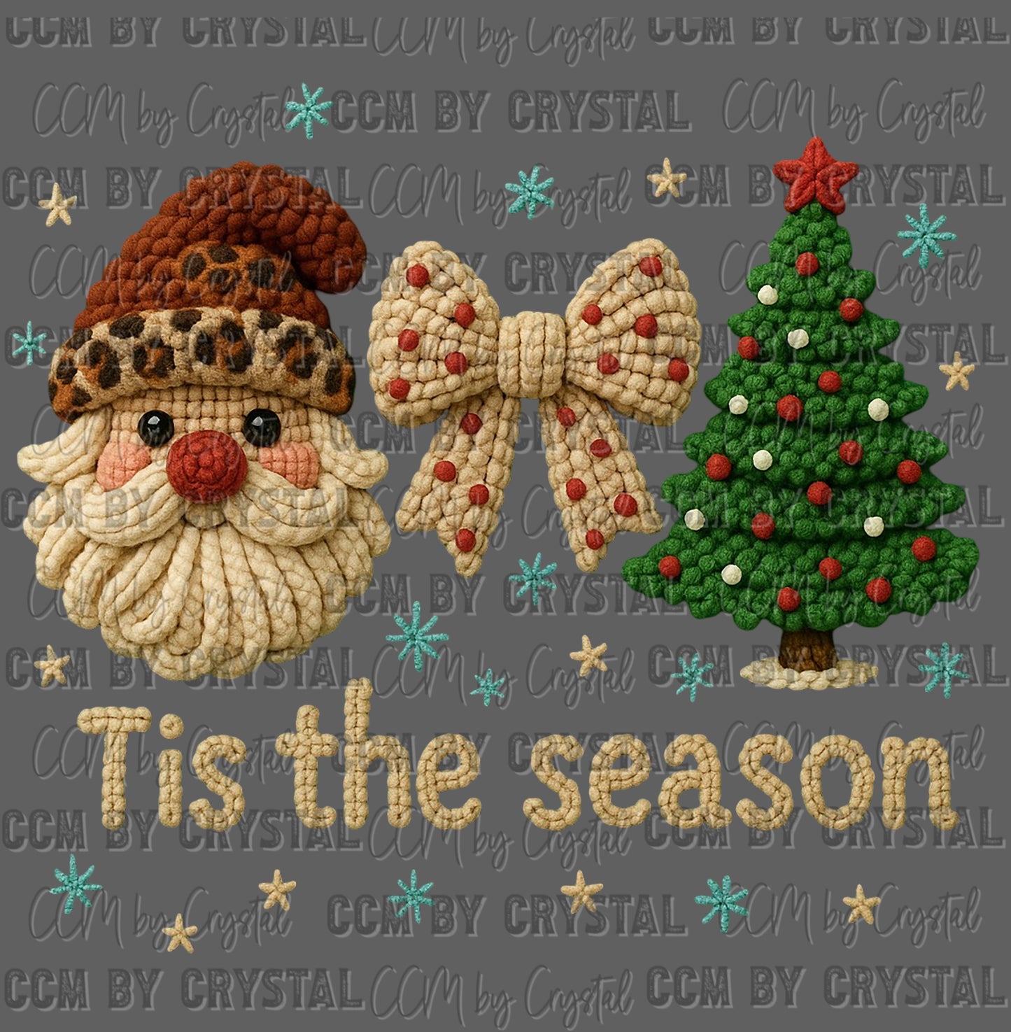 Tis the Season Christmas Faux Fake Yarn Ready to Press Transfer Instant Peel DTF Transfer Sublimation Transfer