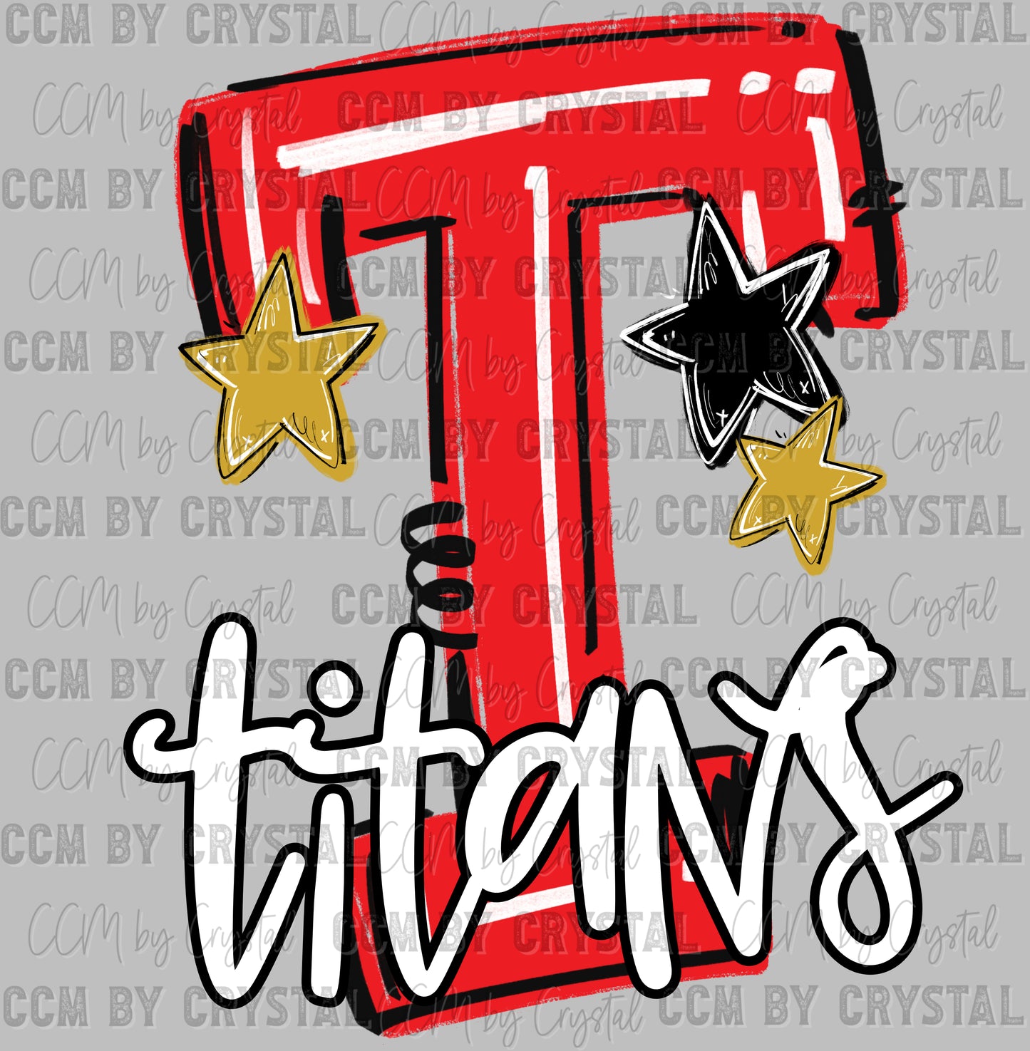 T Titans red Gold Mascot Ready to Press DTF Transfers Sublimation Transfers