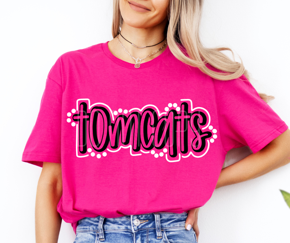 Tomcats Doodle Mascot Ready to Press Transfer DTF Transfer Sublimation Transfer