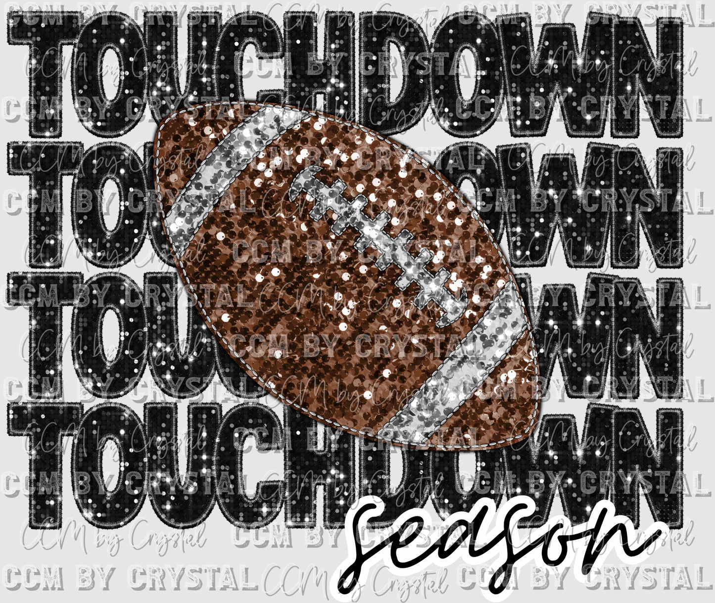 Touchdown Season Football Faux Sequins Ready to Press Transfer