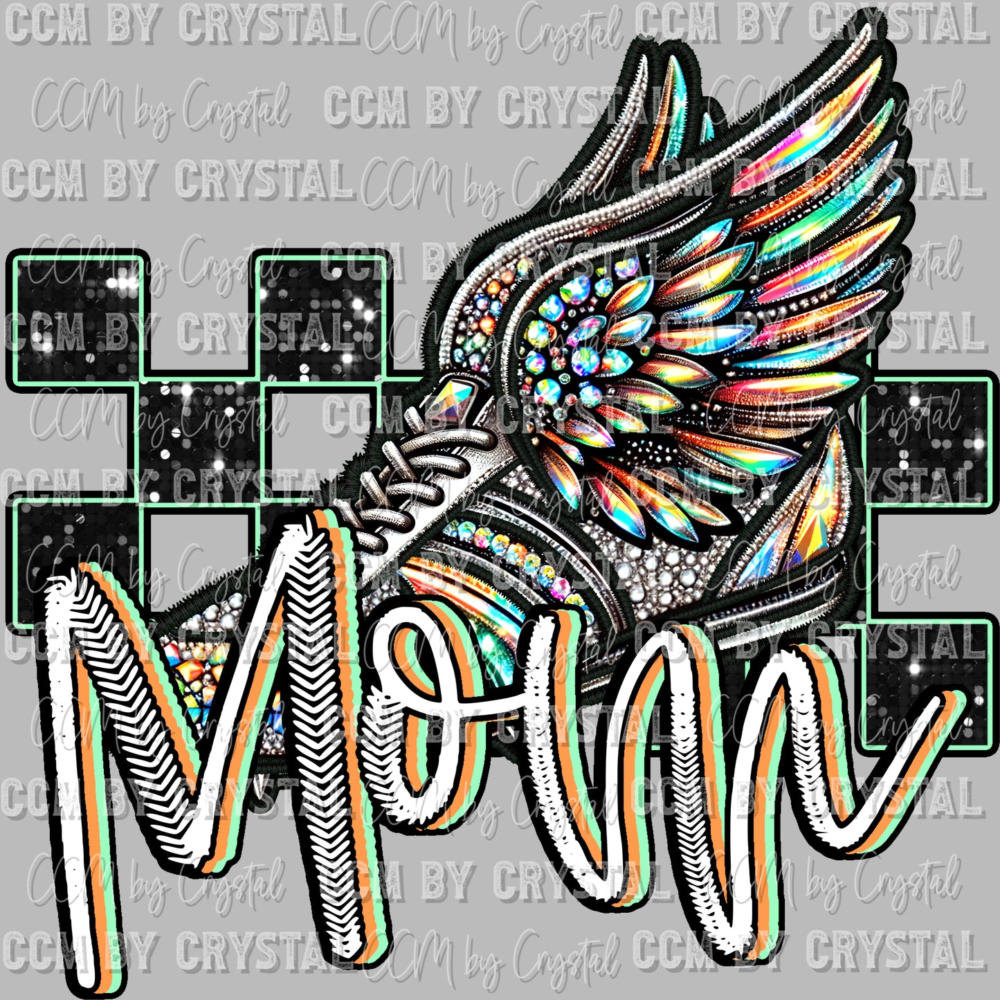 Track Mom Faux Rhinestone Effect Ready to Press Transfer DTF Transfer Sublimation Transfer