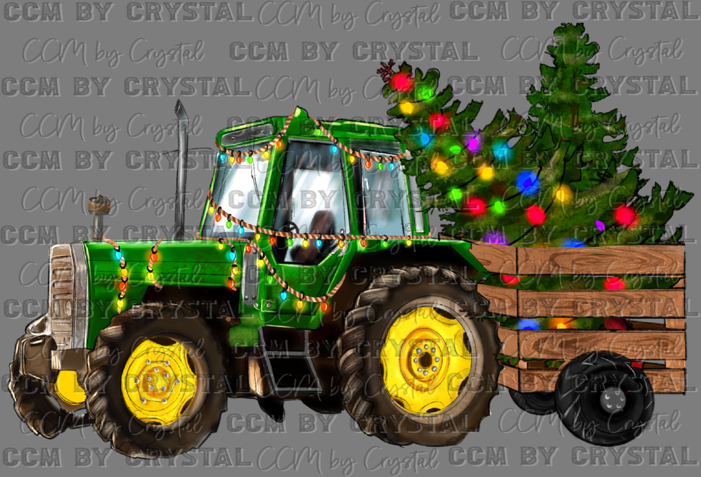 Christmas Tree Tractor Ready to Press Transfer DTF Transfer Sublimation Transfer